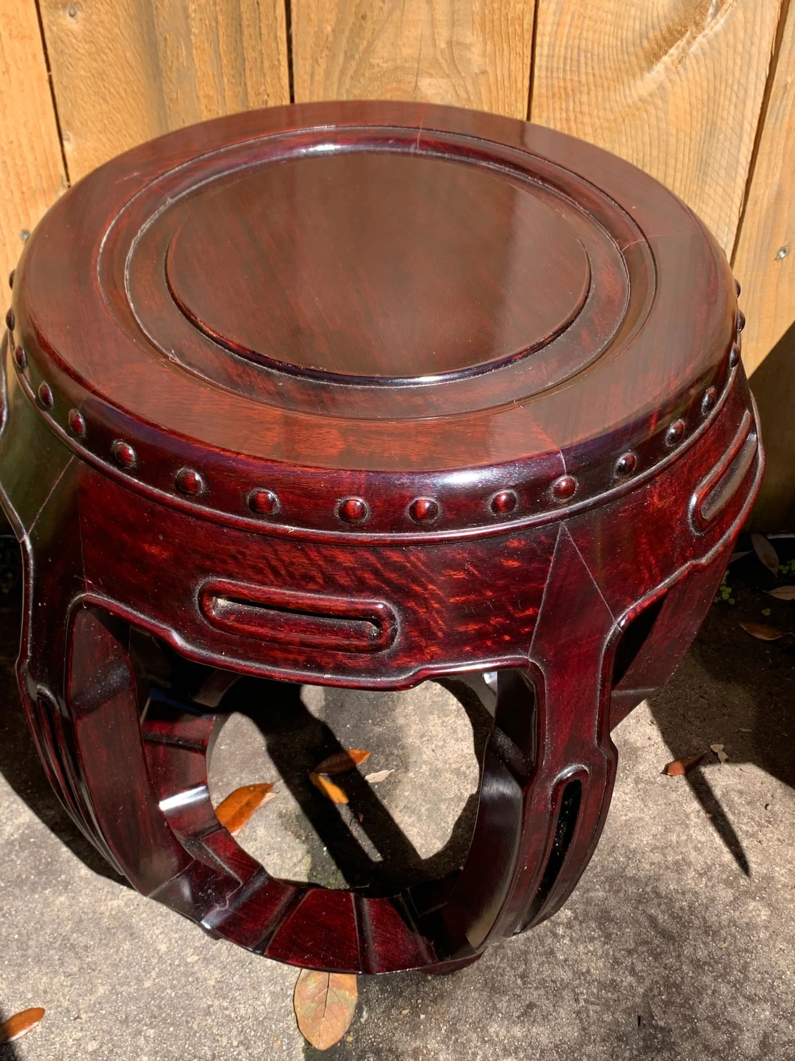 Vintage Chinese Rosewood Garden Stools-A Pair - 8