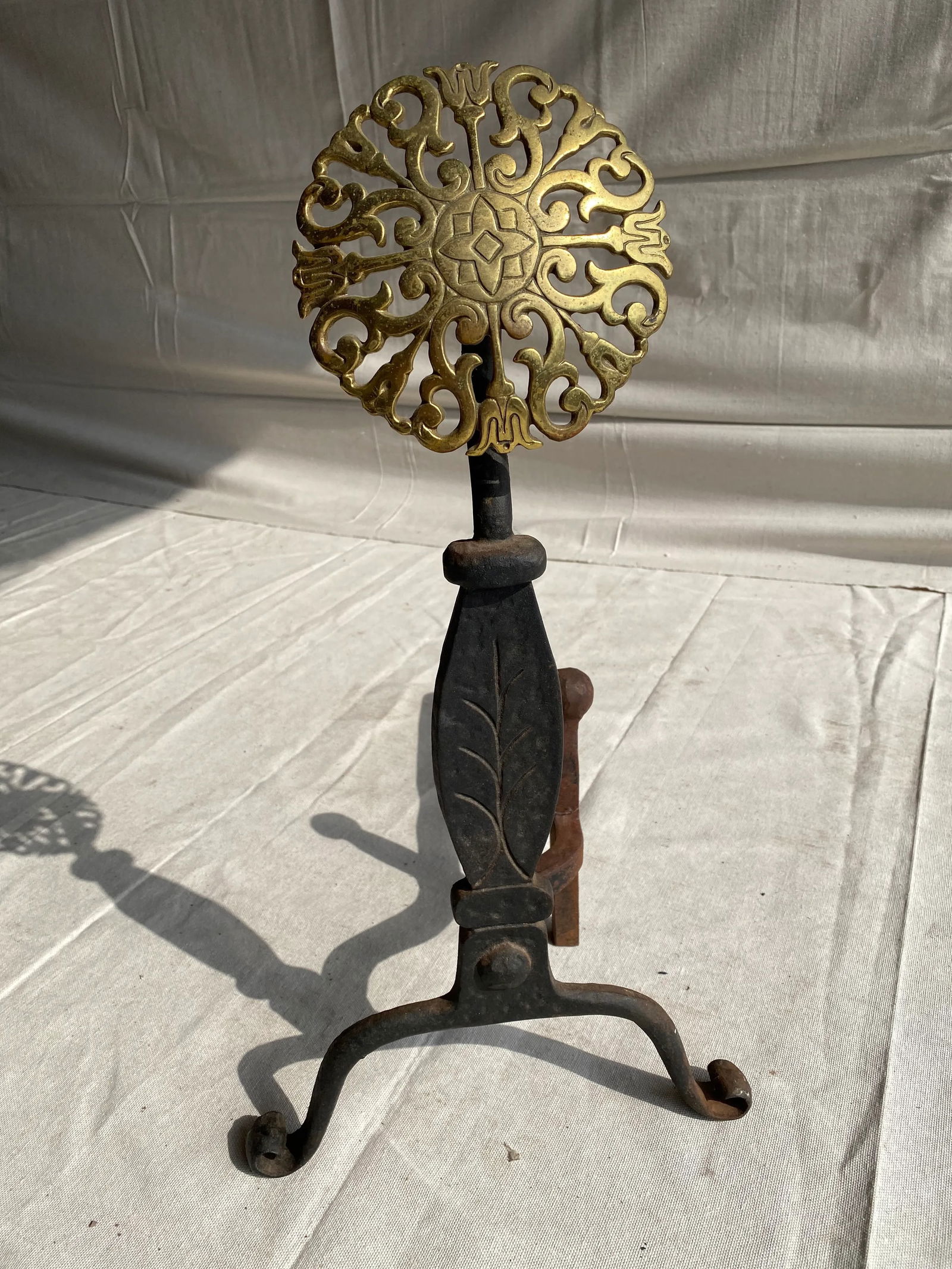 Early 20th Century Fireplace Iron Andirons - a Pair - 5