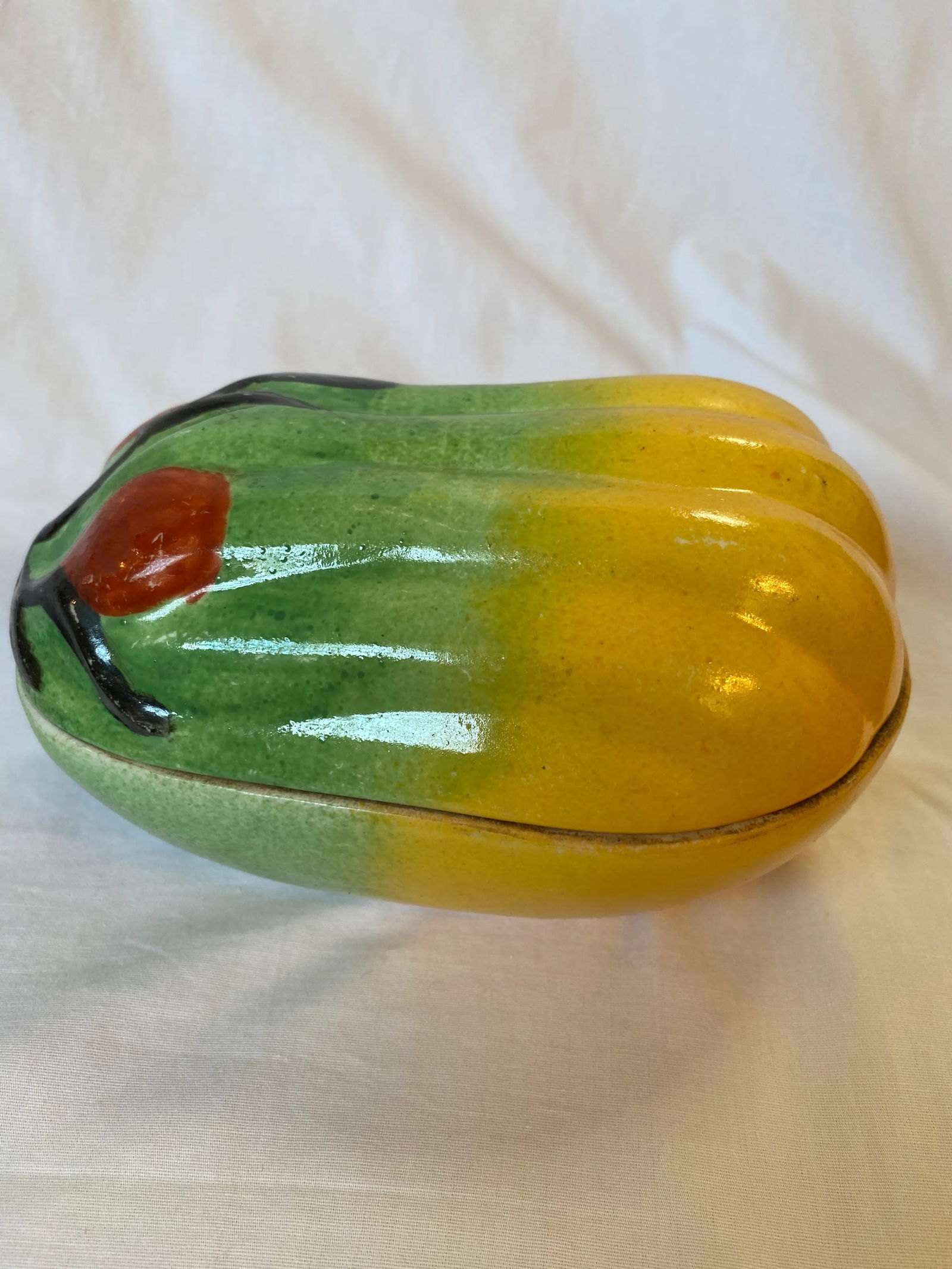 Late 19th Century Chinese Ceramic Altar Fruit Papaya Form Box - 2