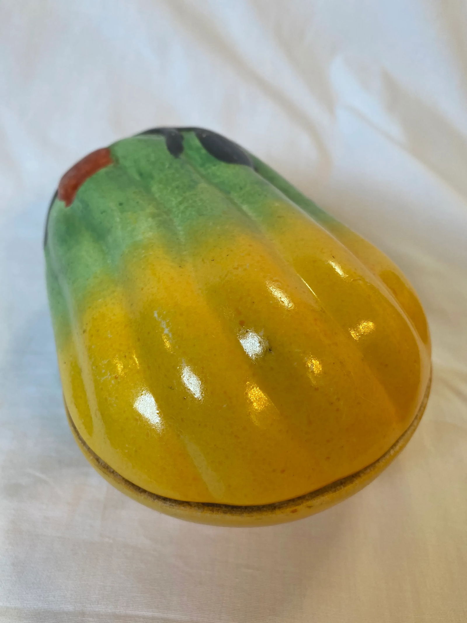 Late 19th Century Chinese Ceramic Altar Fruit Papaya Form Box - 3