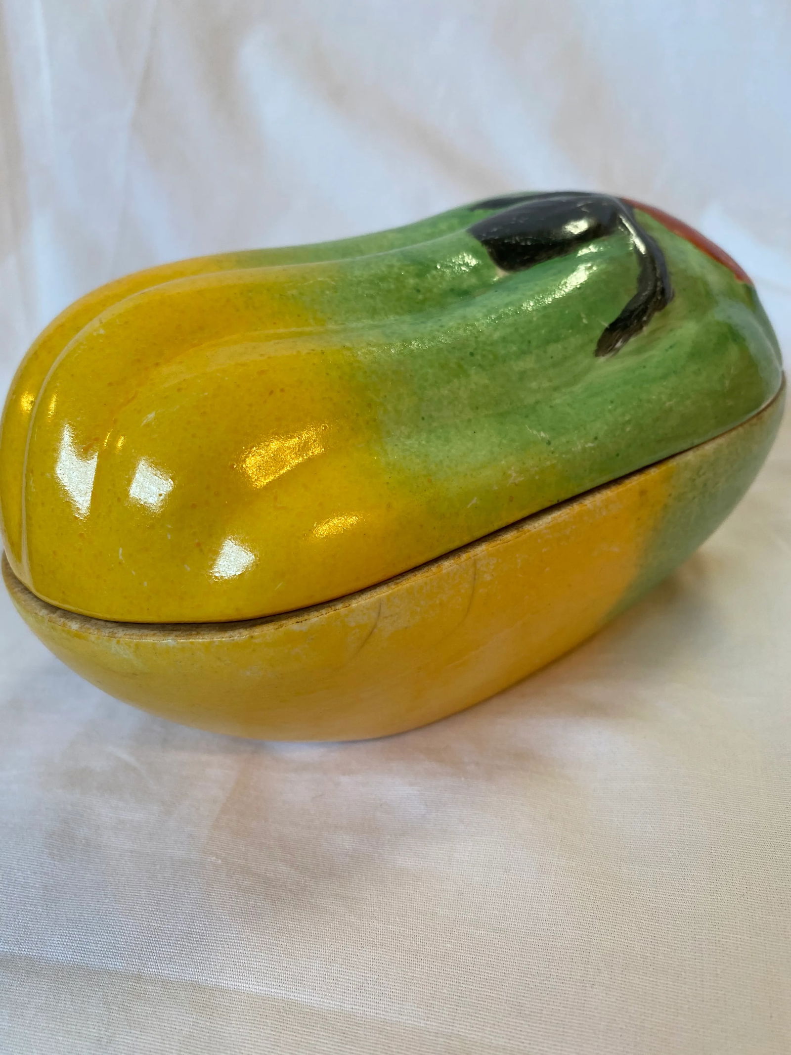 Late 19th Century Chinese Ceramic Altar Fruit Papaya Form Box - 4