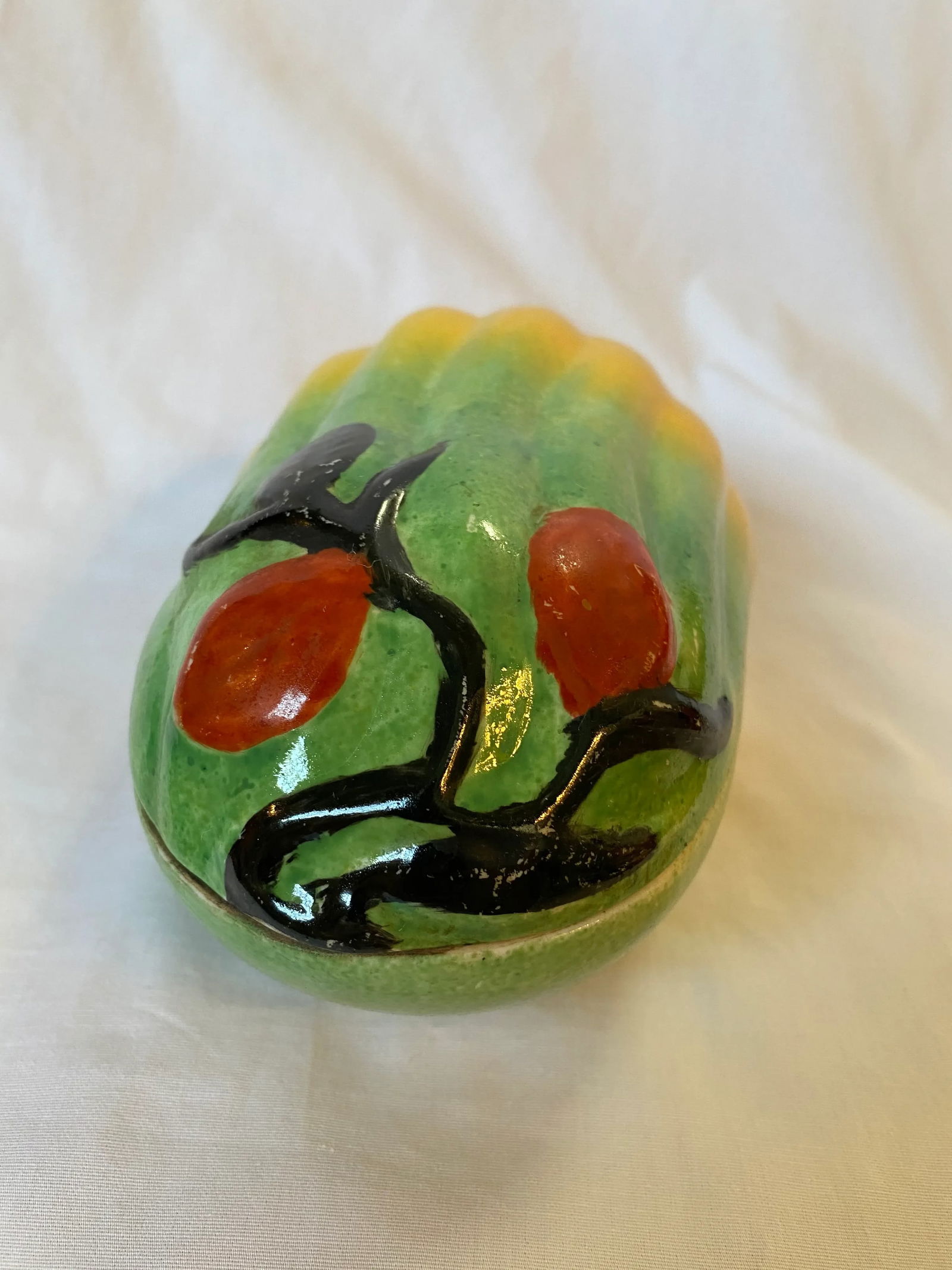 Late 19th Century Chinese Ceramic Altar Fruit Papaya Form Box - 6