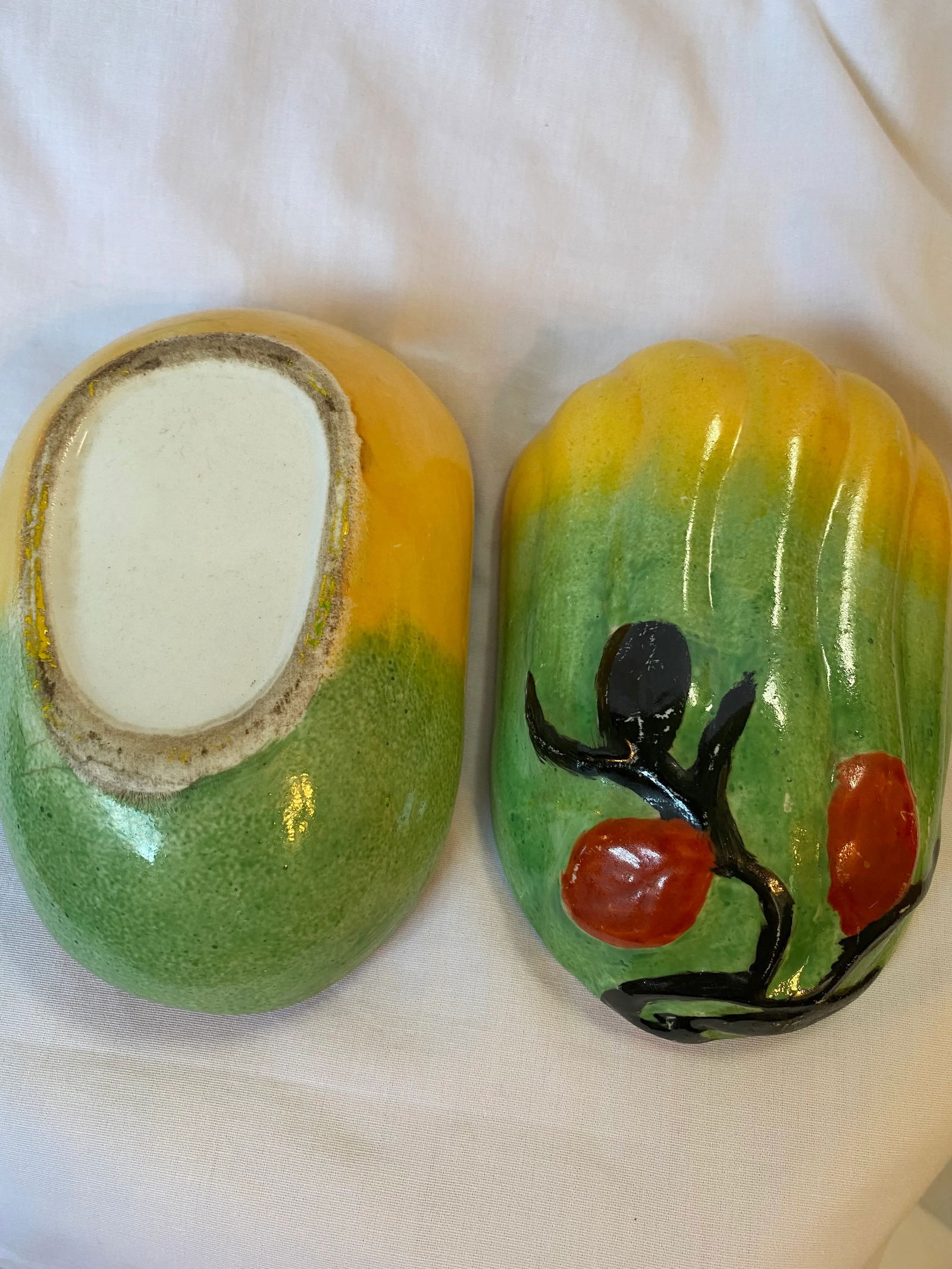 Late 19th Century Chinese Ceramic Altar Fruit Papaya Form Box - 8