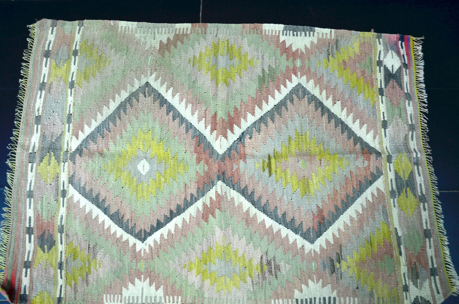 Vintage Geometric Design Turkish Handmade Kilim Rug - 7