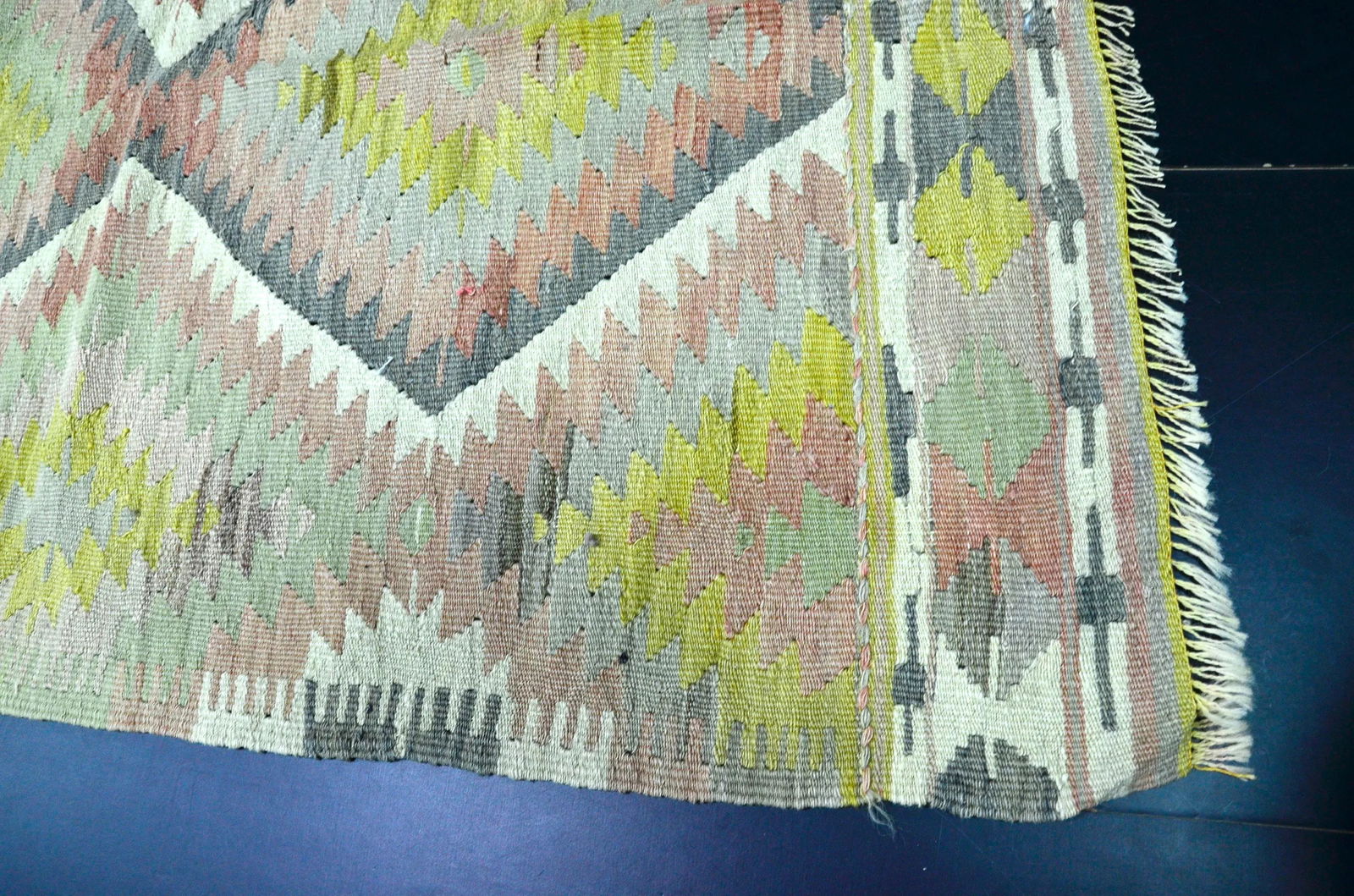 Vintage Geometric Design Turkish Handmade Kilim Rug - 9