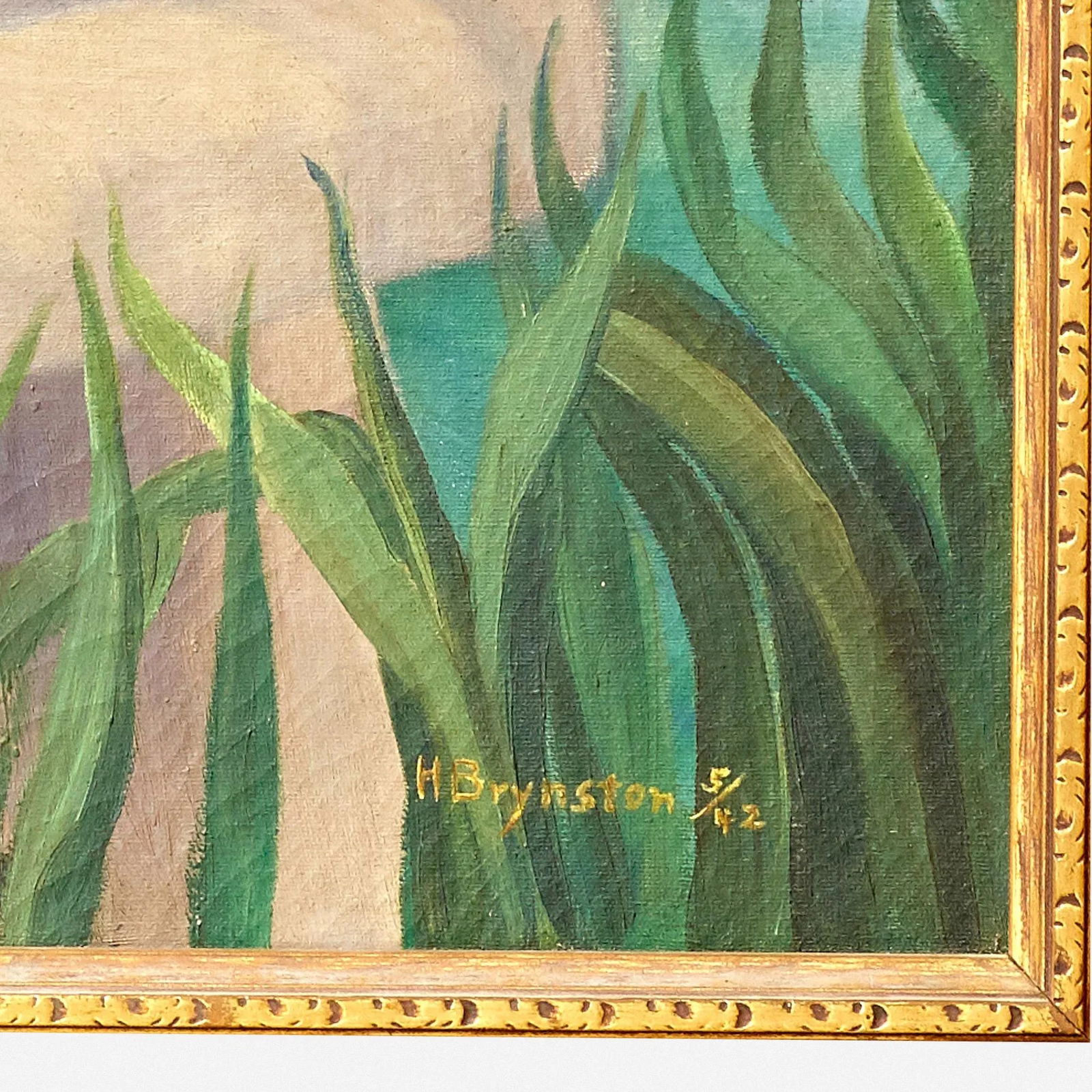 Oil on Canvas Painting of Lady With Cocker Spaniel - 3