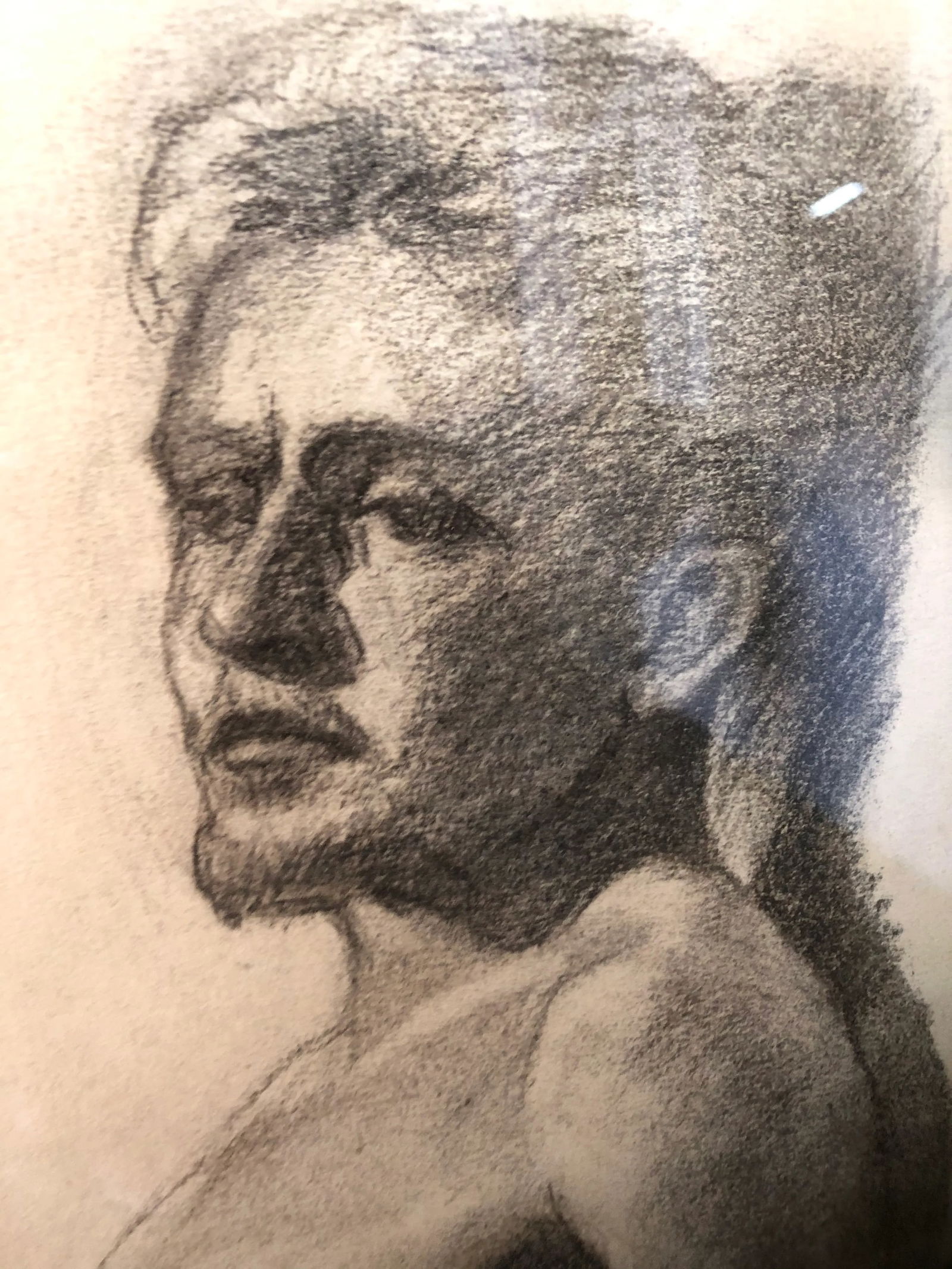 Mid 20th Century Figurative Pencil Drawing of a Seated Male Nude, Framed - 4