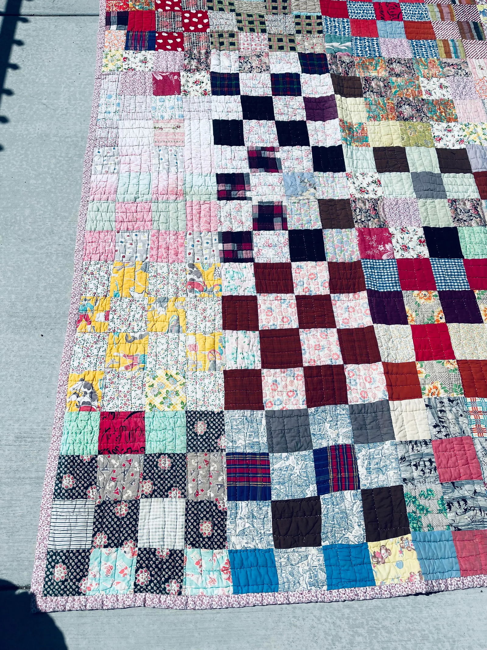 Patch Work Quilt With Random Vintage Fabric - 2