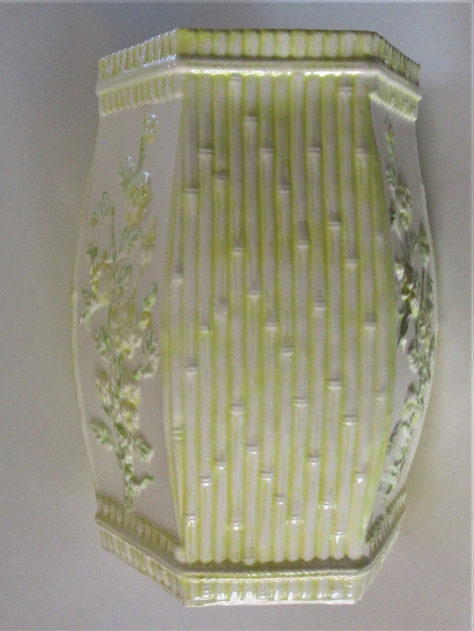 1960's Palm Beach Chic Italian Yellow Ceramic Faux Bamboo Garden Stool - 2