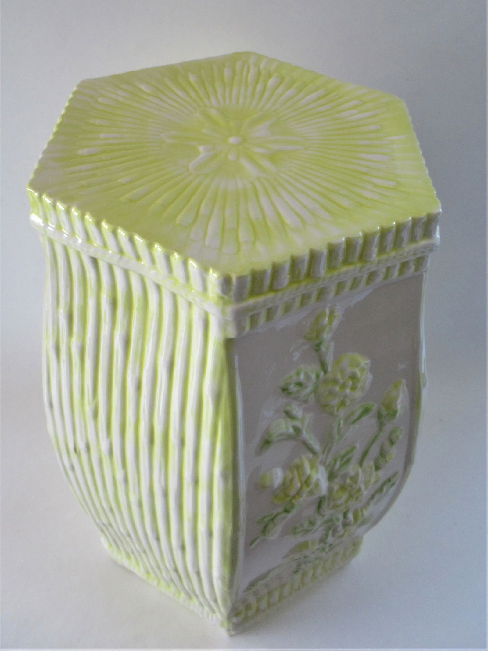 1960's Palm Beach Chic Italian Yellow Ceramic Faux Bamboo Garden Stool - 4