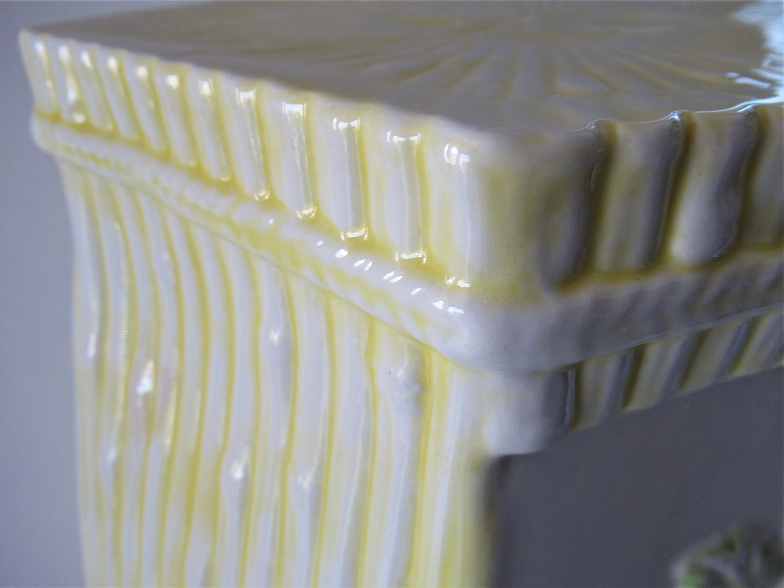 1960's Palm Beach Chic Italian Yellow Ceramic Faux Bamboo Garden Stool - 8