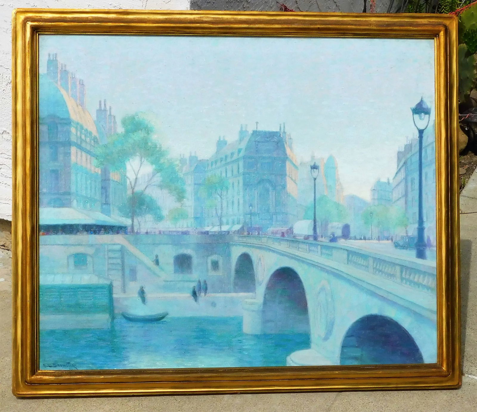 Edgar Bloomster b.1895 Illinois, Ca Artist, Oil/Canvas 30 X 36 Paris Scene Unframed - 7
