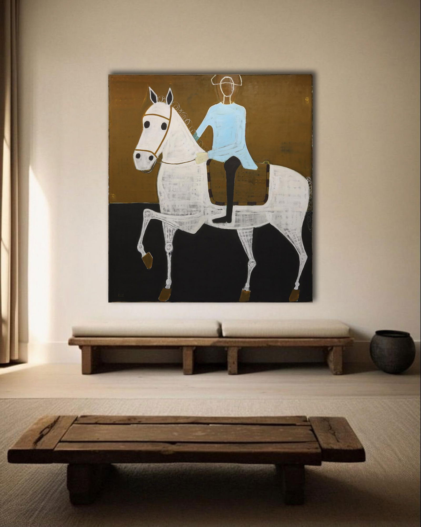 Horse Painting. Equestrian Oil Painting on Unprimed Belgian Linen - 3