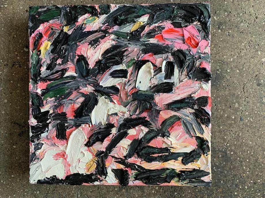 "Juliet" Contemporary Abstract Expressionist Square Oil Painting by Monica Shulman - 2