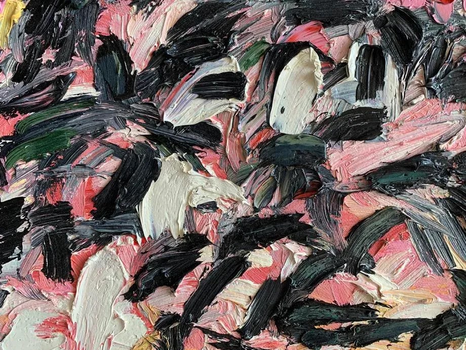 "Juliet" Contemporary Abstract Expressionist Square Oil Painting by Monica Shulman - 3