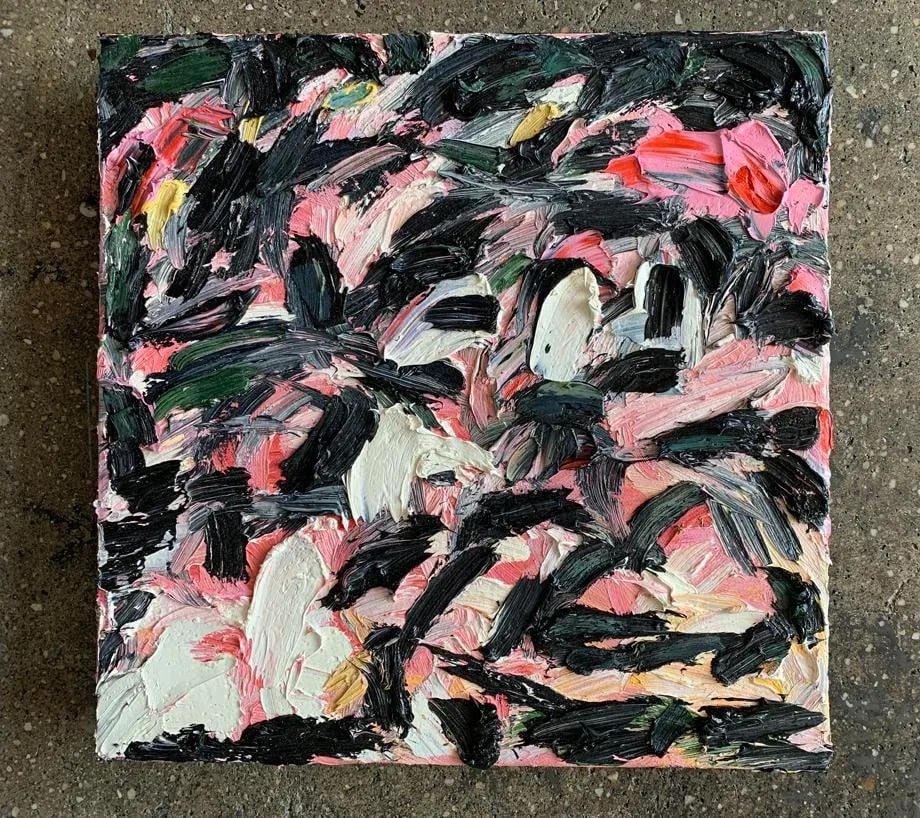 "Juliet" Contemporary Abstract Expressionist Square Oil Painting by Monica Shulman - 4