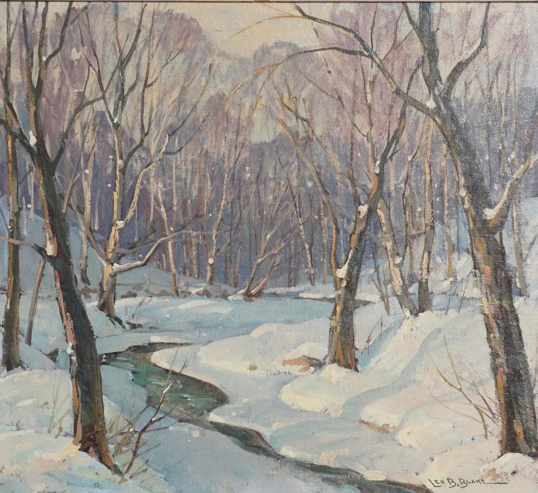 Leo B Blake New England Winter Stream Oil Painting - 2