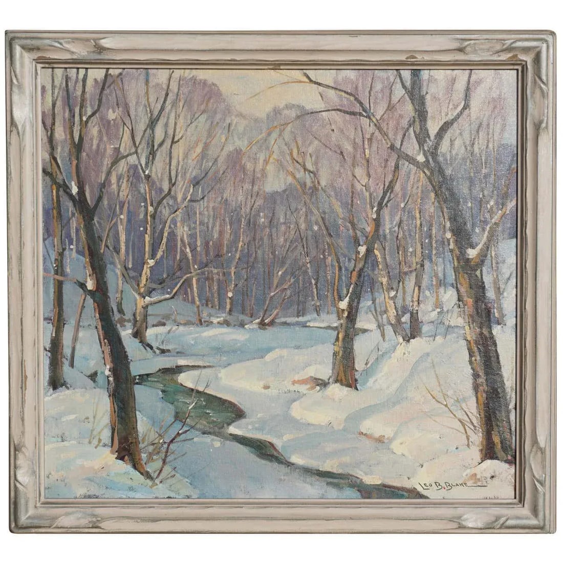 Leo B Blake New England Winter Stream Oil Painting - 5