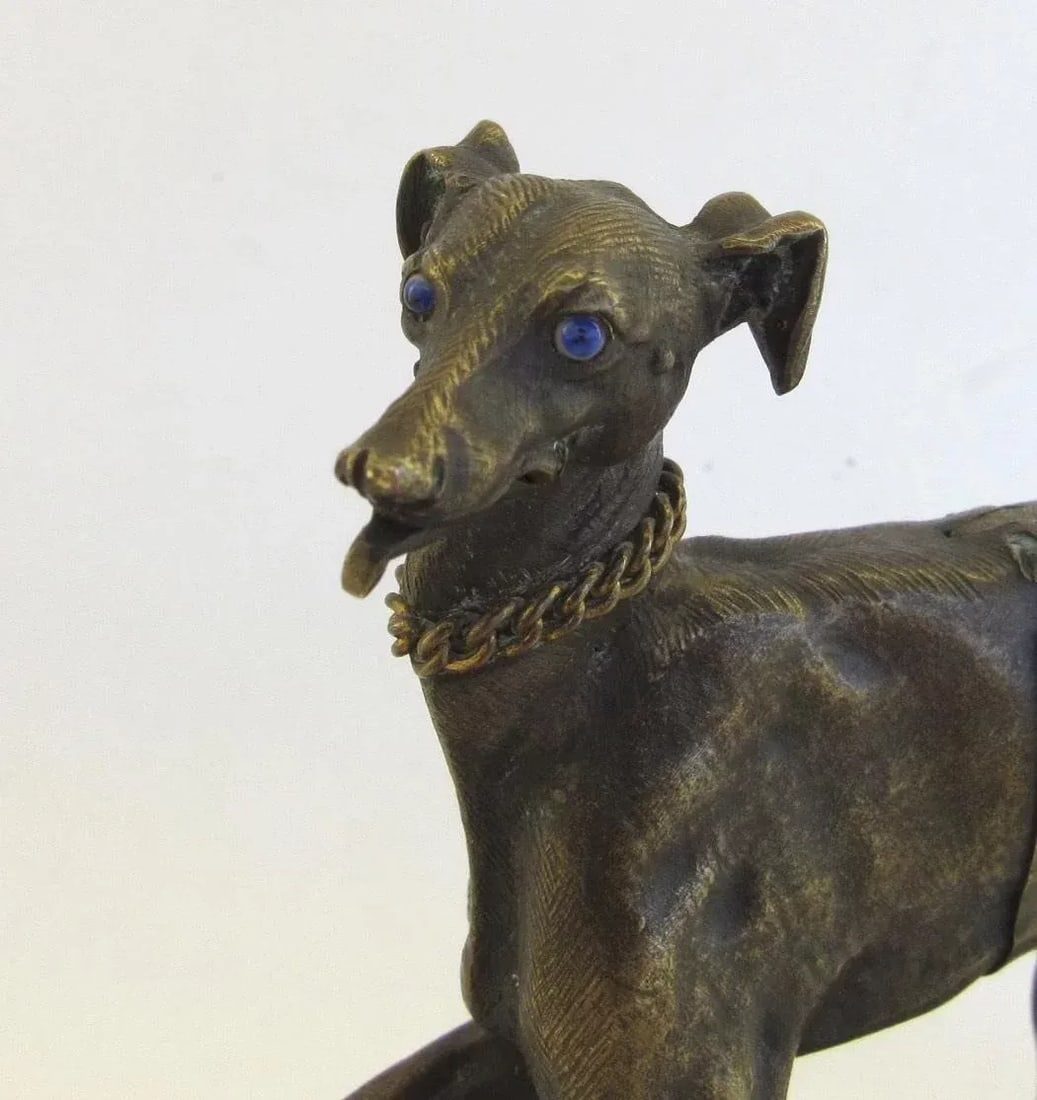 Bronze Greyhound Dog Sculpture by Alphonse Giroux c 1860 - 2