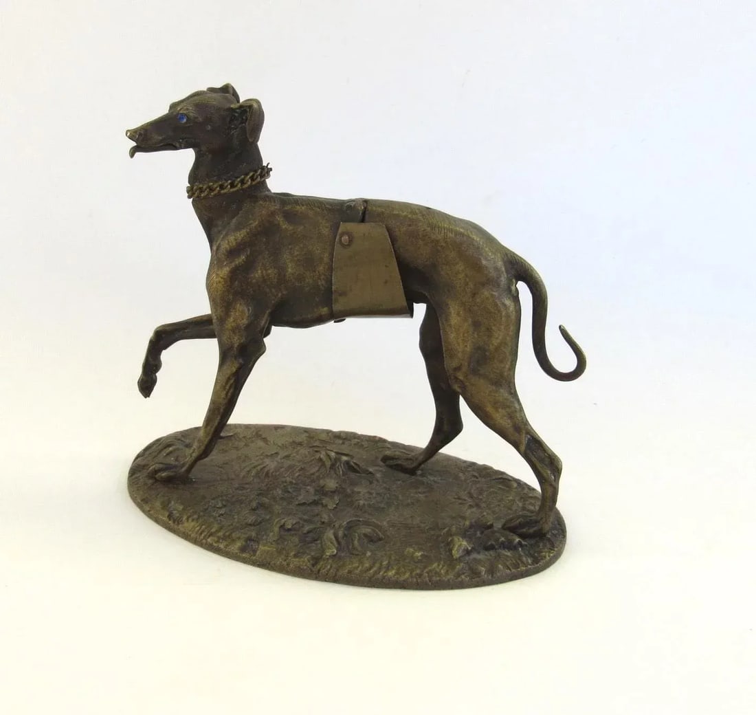 Bronze Greyhound Dog Sculpture by Alphonse Giroux c 1860 - 3