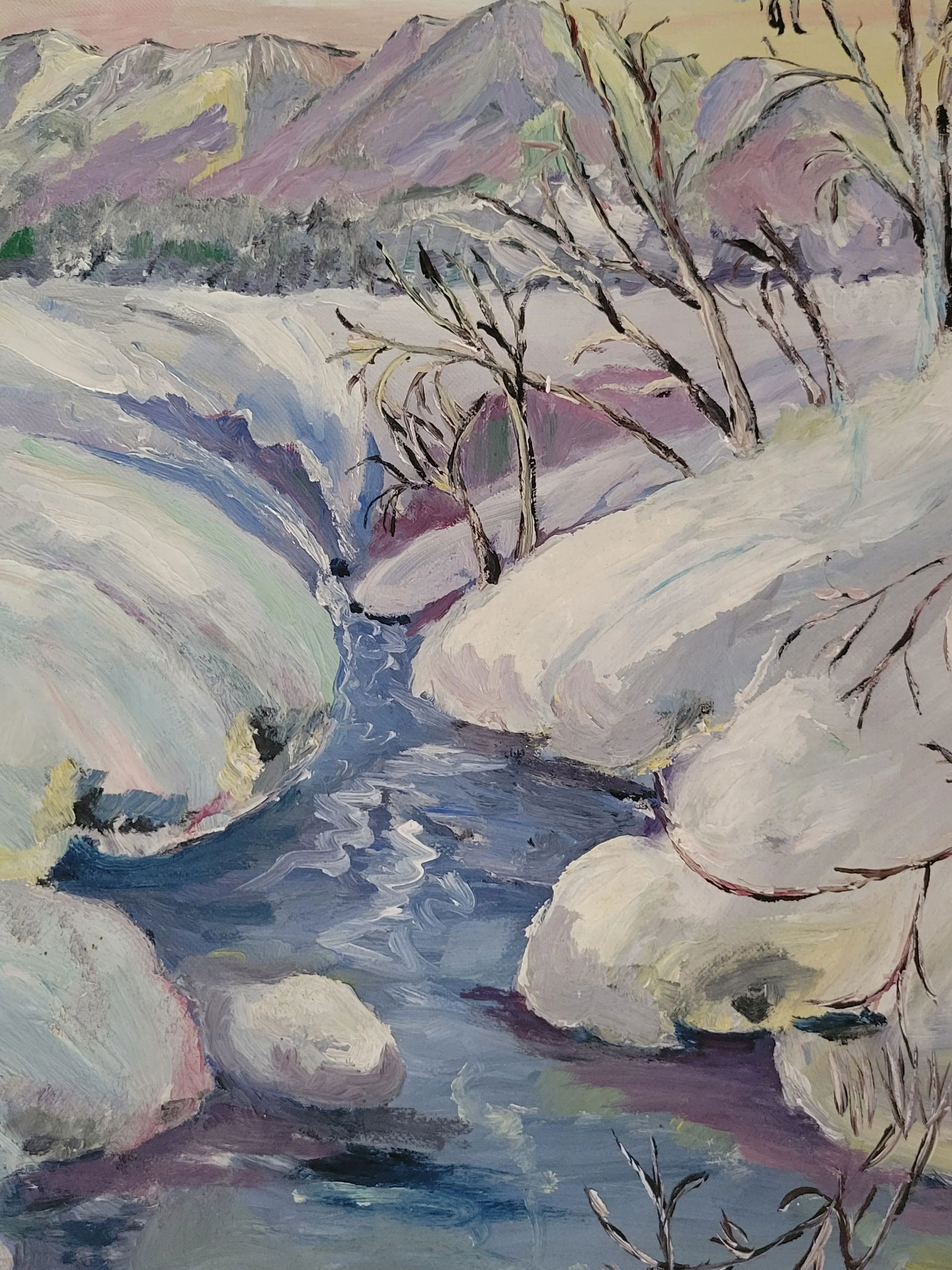 1954 Winter River Landscape Painting - 2