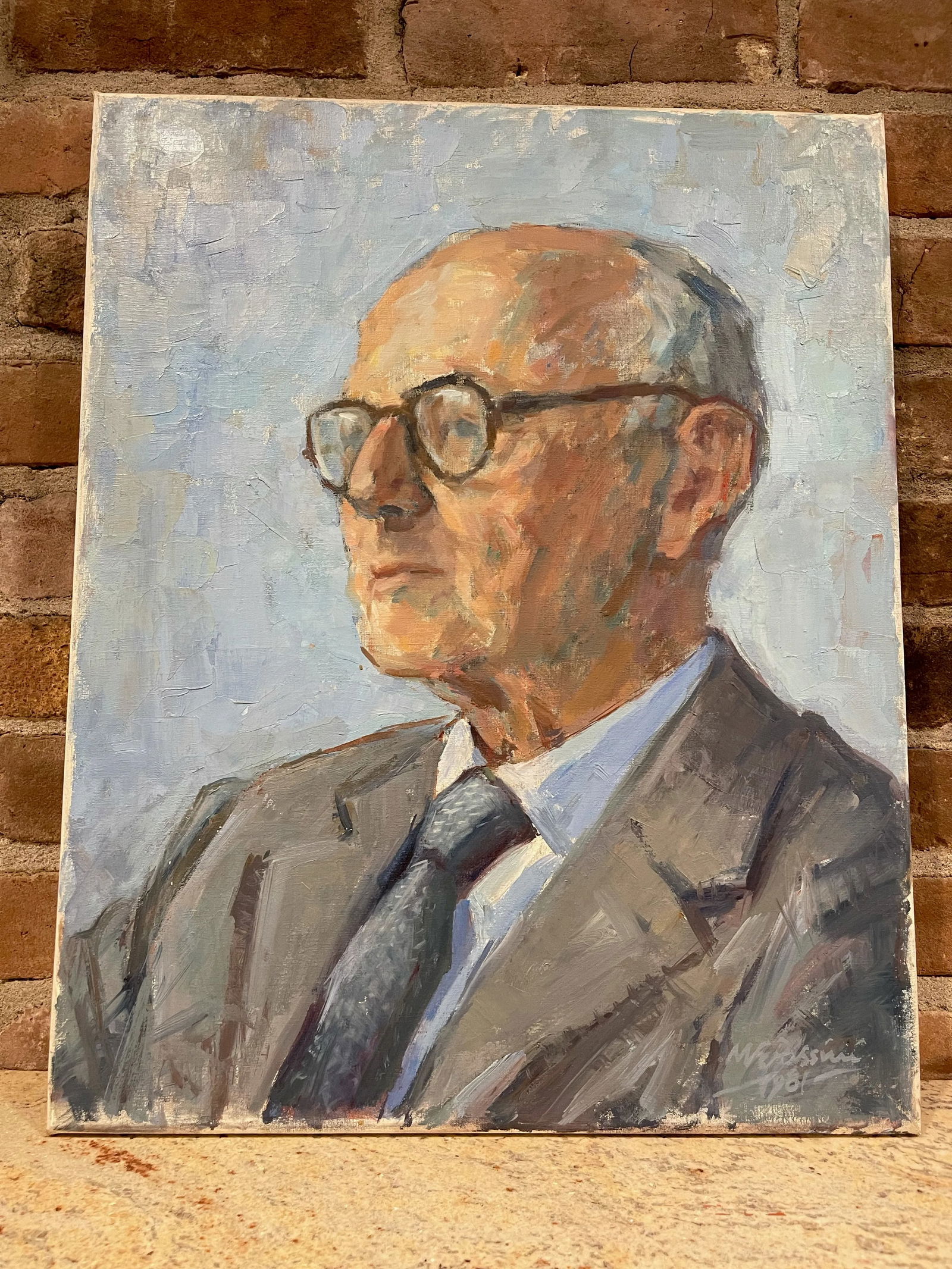 Mid 20th Century Oil Portrait Painting of a Gentleman by Mary Elizabeth Passini - 9