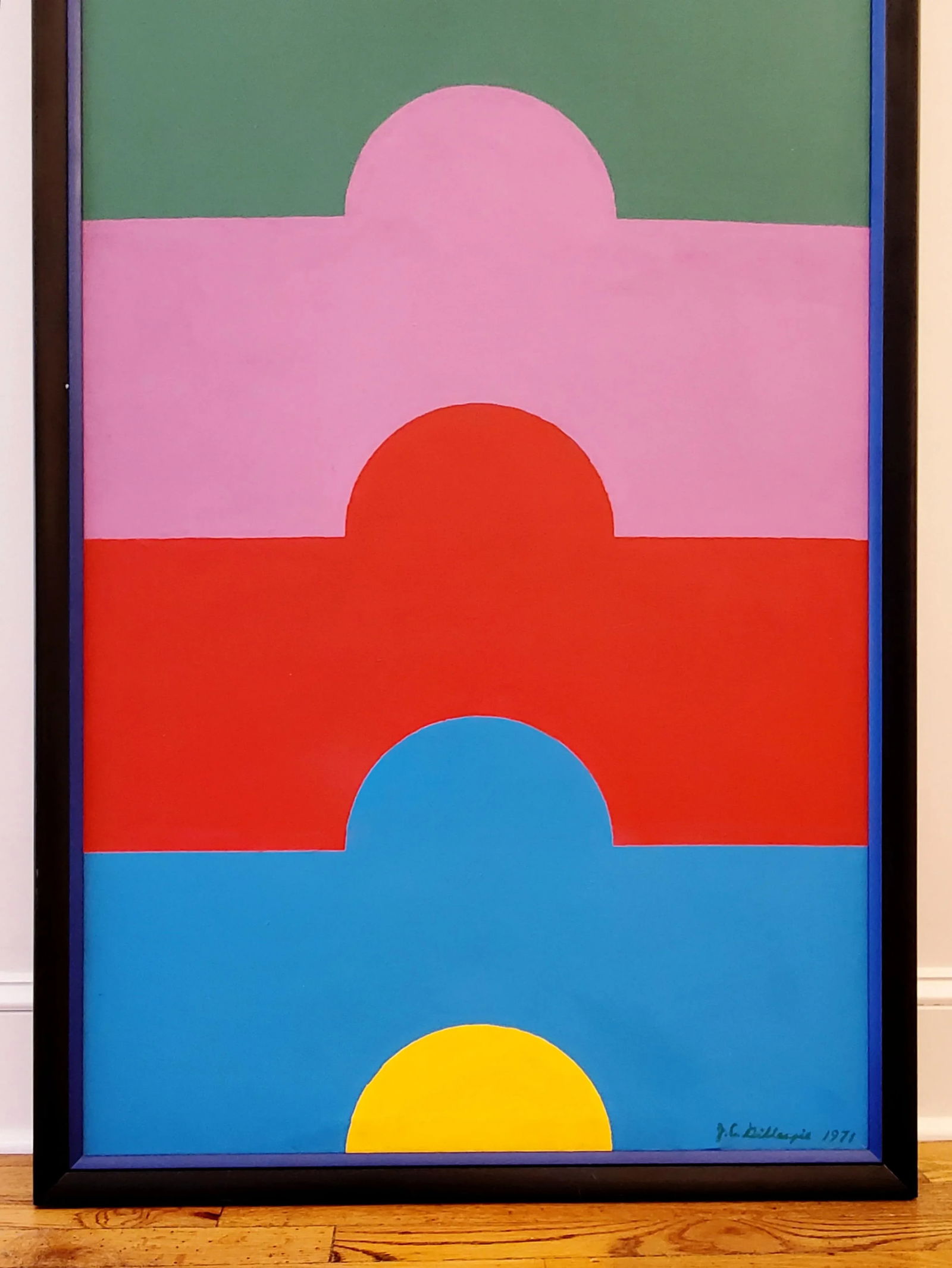 1971 "Rising" Hard Edge Abstract Geometric Oil Painting by J. C. Gillespie, Framed - 8