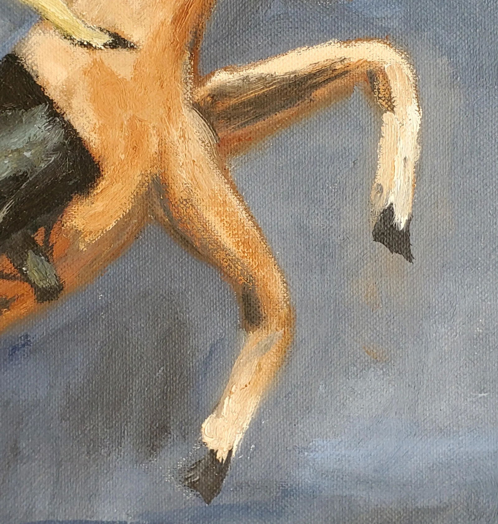 1950s "Blue Bigtop" Circus Acrobat Oil Painting by Anne Woodford, Framed - 3