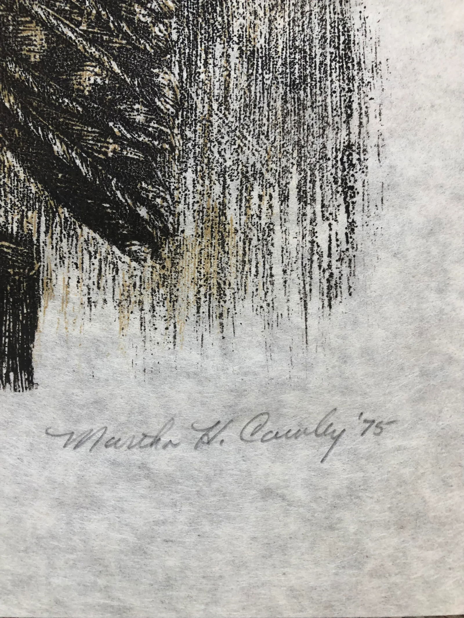 1975 Martha Cawley Woodblock Print, Barn Owls, #1/100 - 4