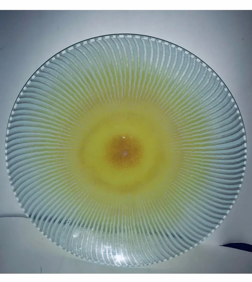 1960s Large Maurice Heaton Art Glass Signed Plate - 13