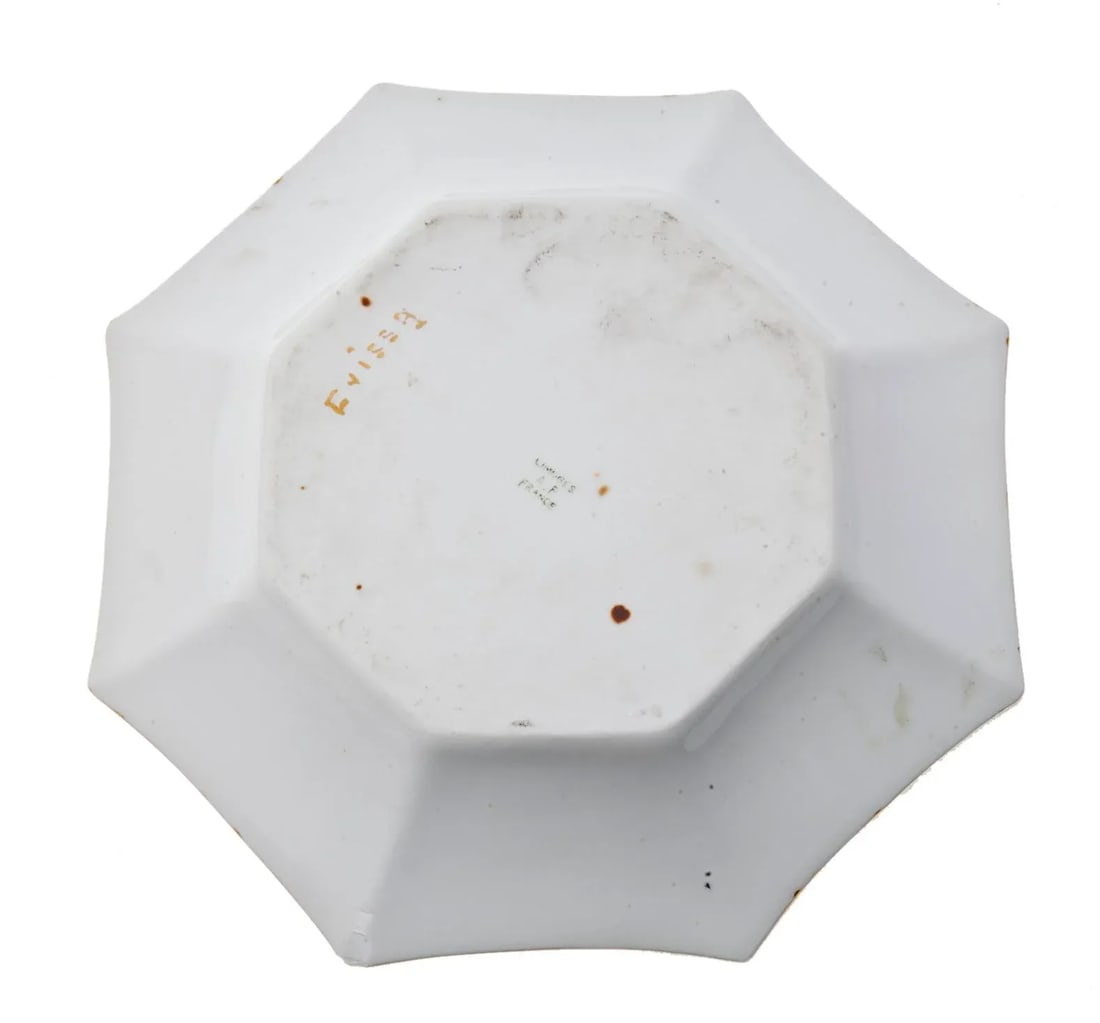 Vintage French Limoges Porcelain Pearlized Octagonal Serving Bowl - 4