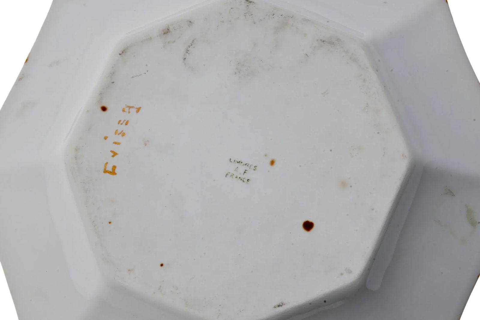 Vintage French Limoges Porcelain Pearlized Octagonal Serving Bowl - 5