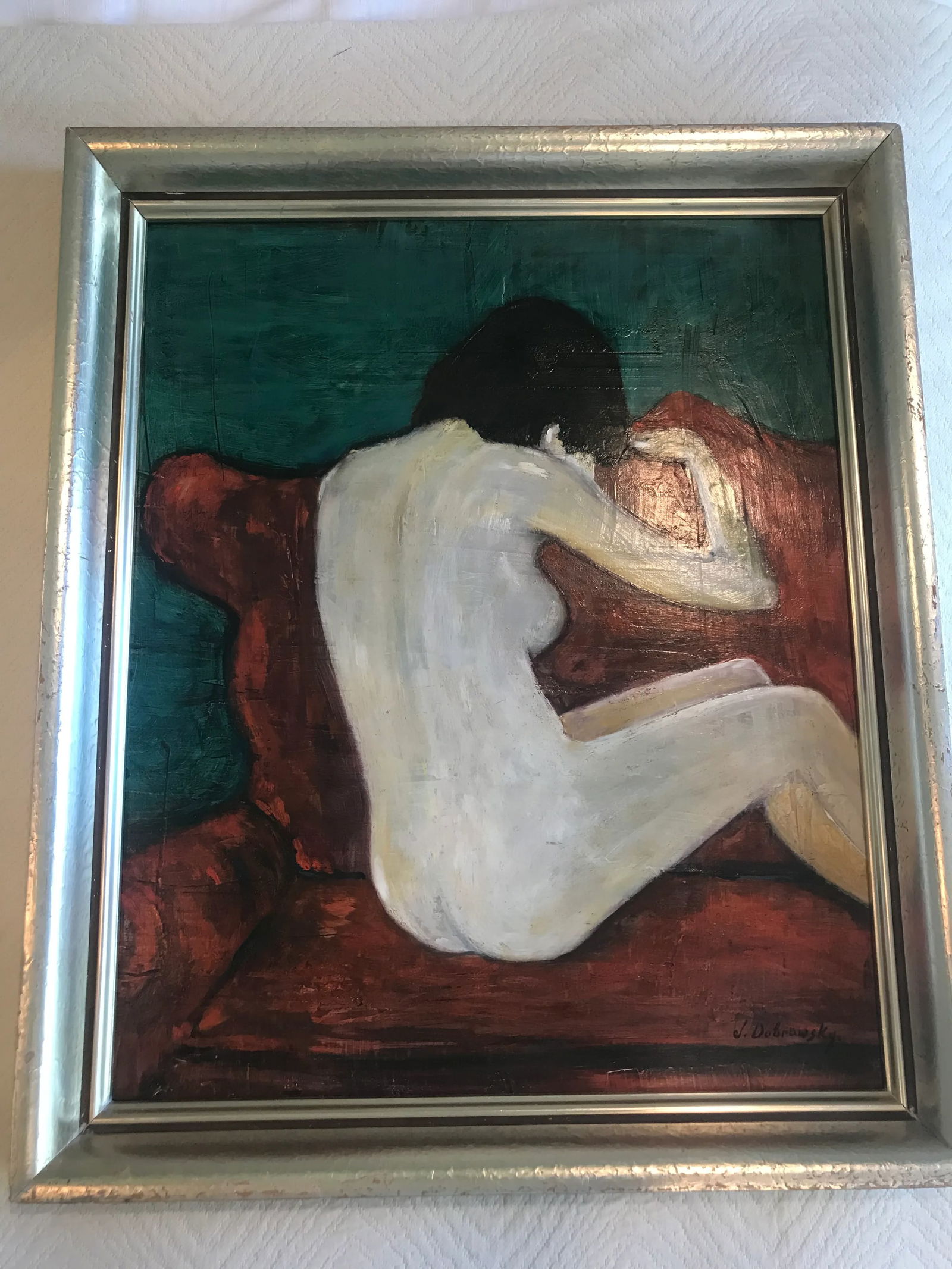 Mid 20th Century Expressionist Style Figurative Female Nude Oil Painting, Framed - 4