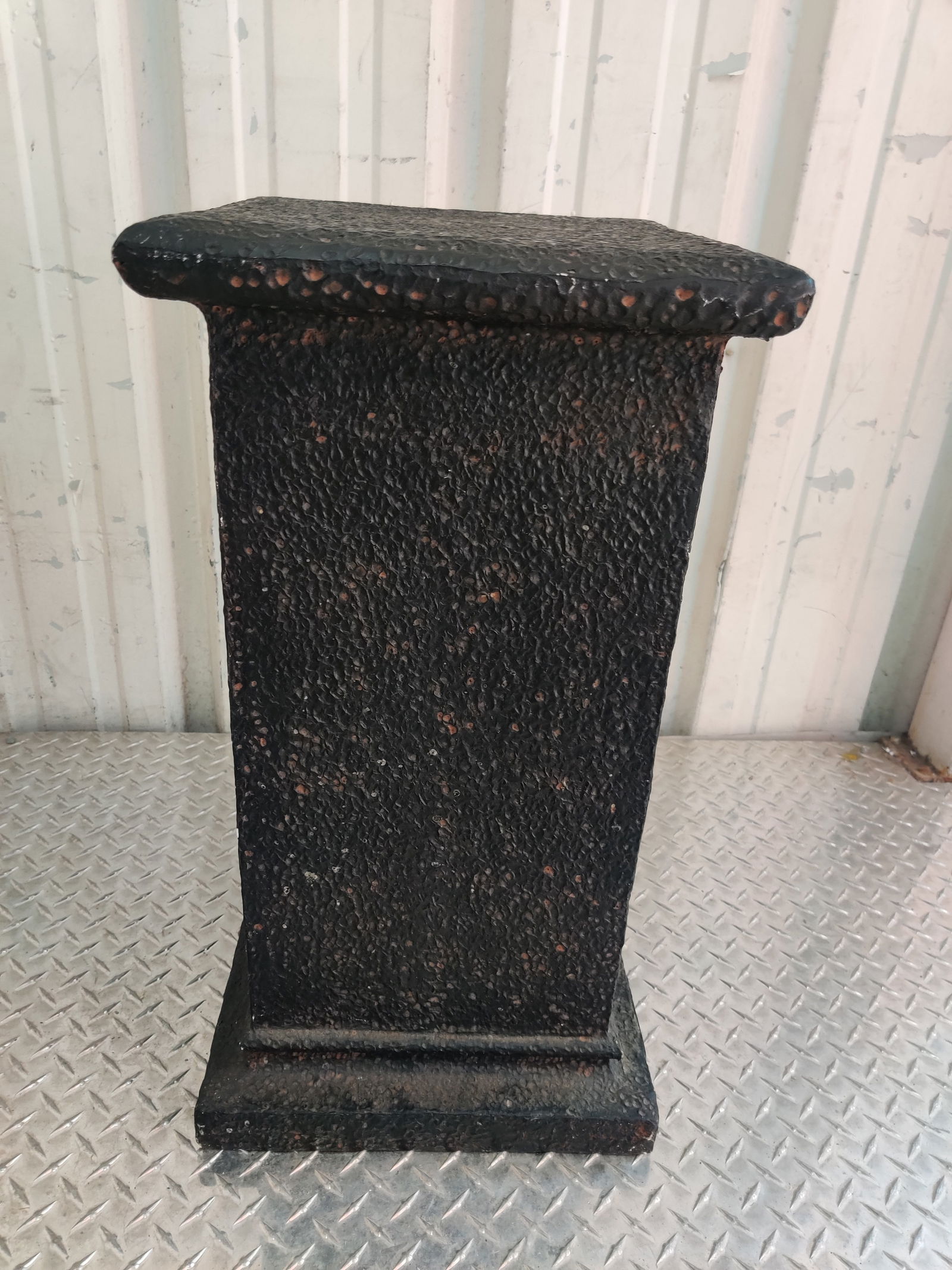 Mid 20th Century Brutalist Style Black Textured Pedestal Plant Stands/Side Tables - a Pair - 3