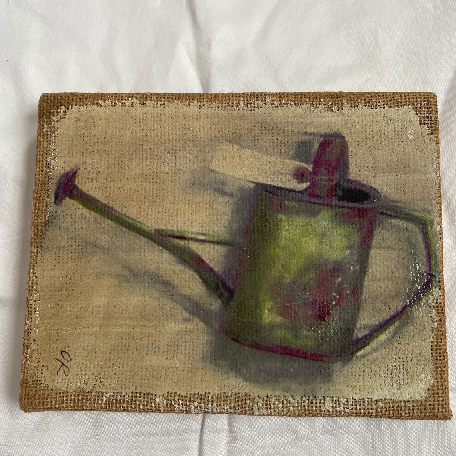 1990s Still Life Painting of a Garden Watering Can by Carol Rowan - 4