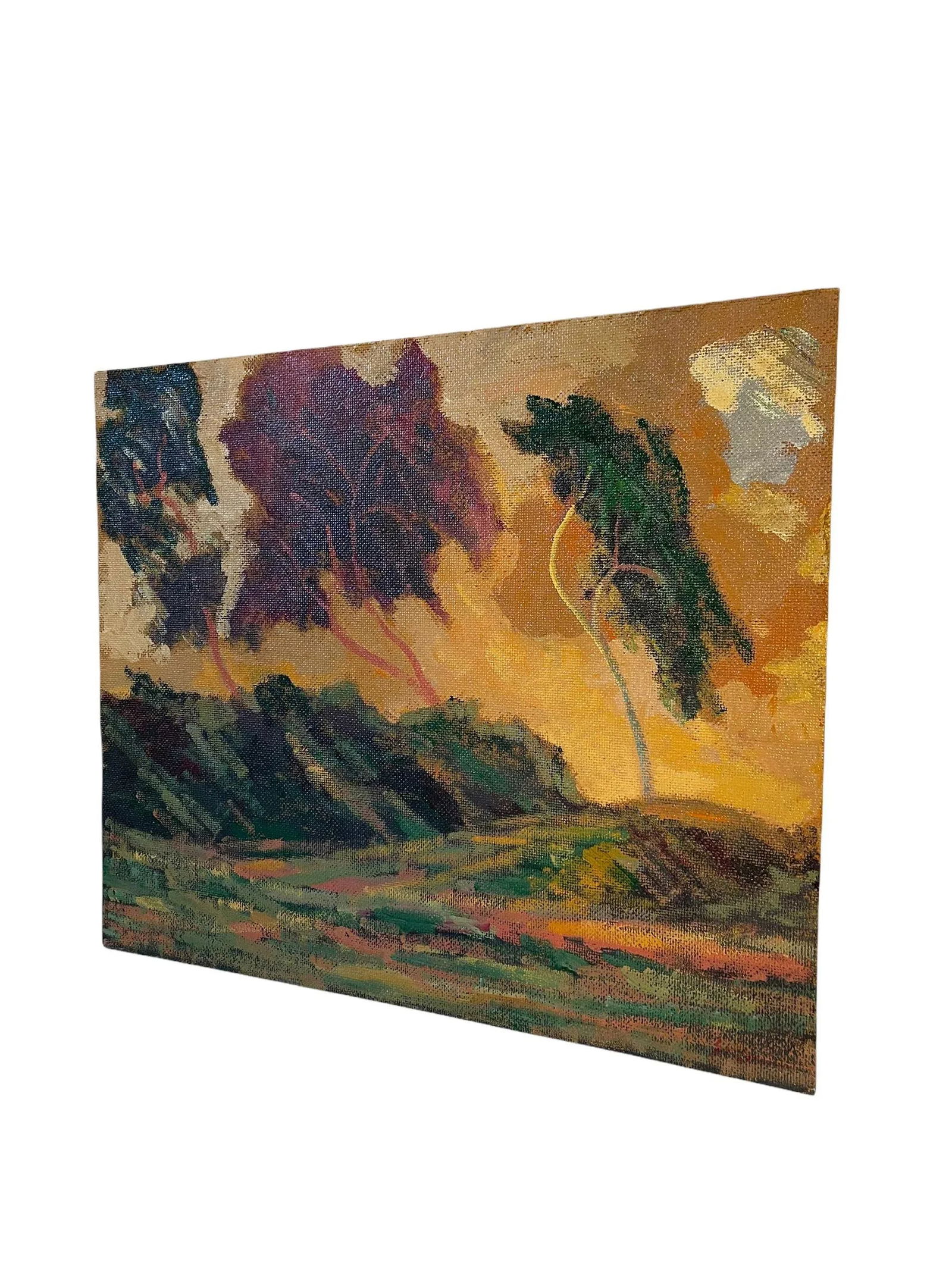 Mid 20th Century Monterey California Landscape Expressionist Oil on Board, Framed & Signed - 2