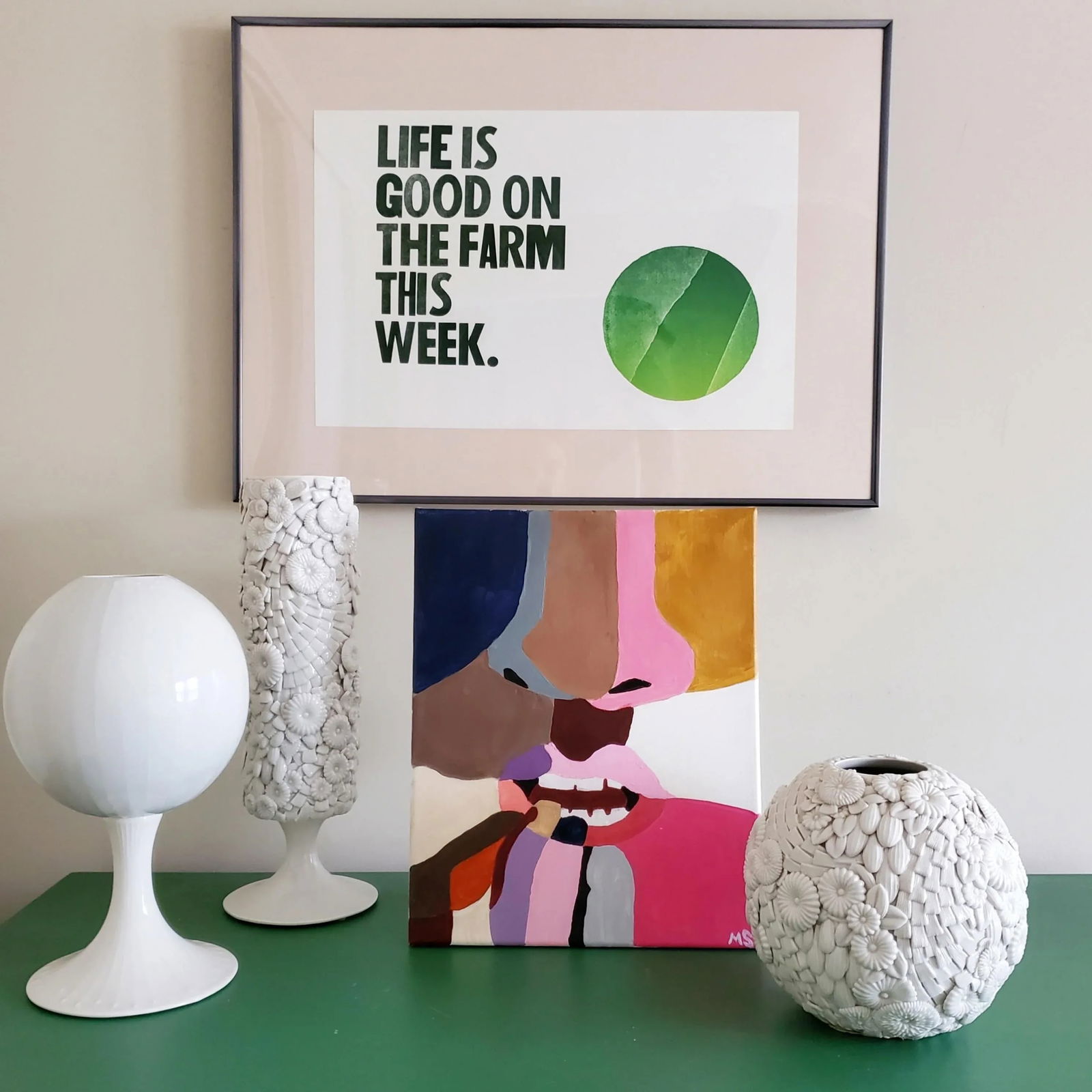 "La Bouche" Contemporary Pink Pop Art Portrait, by Megan Sneider - 2