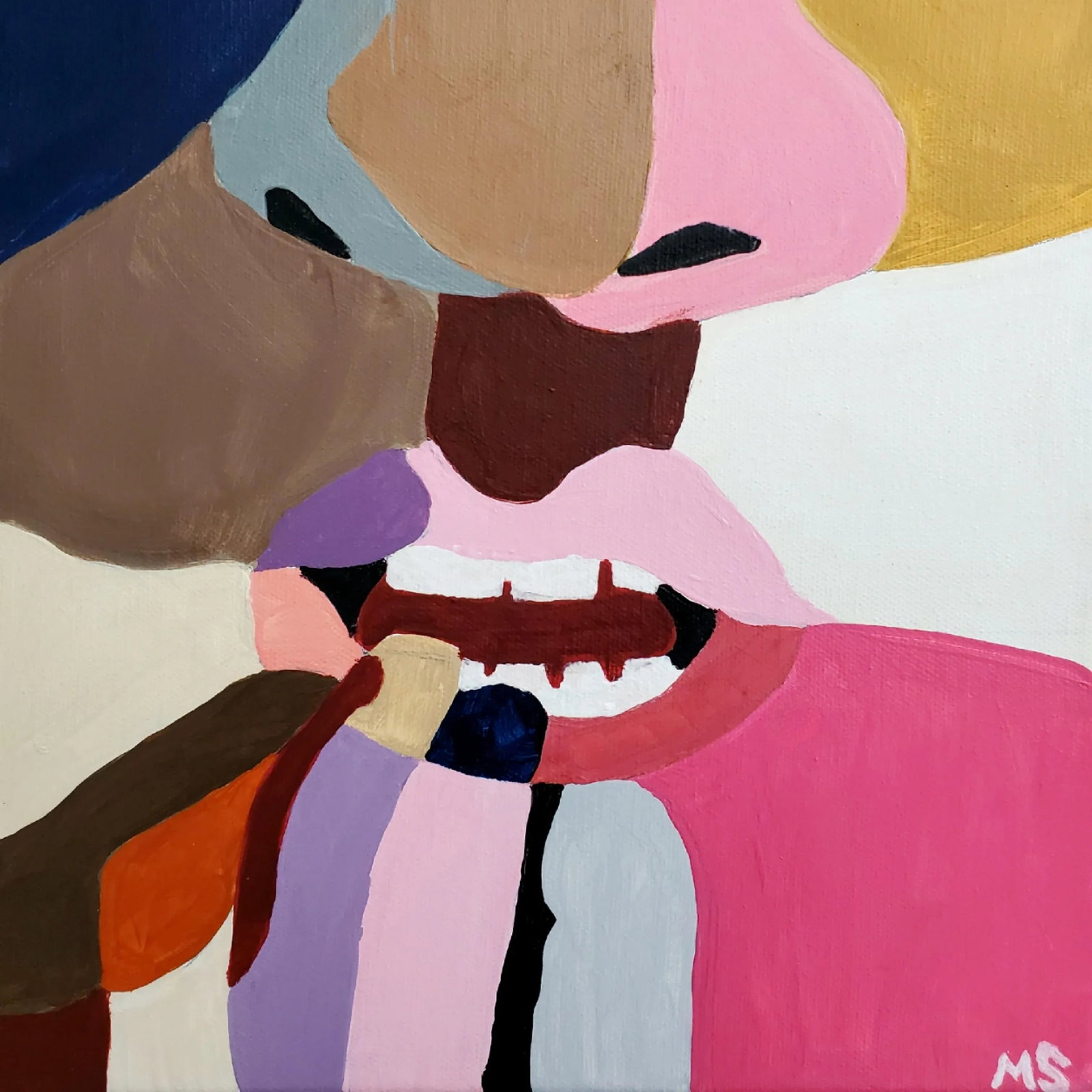 "La Bouche" Contemporary Pink Pop Art Portrait, by Megan Sneider - 3