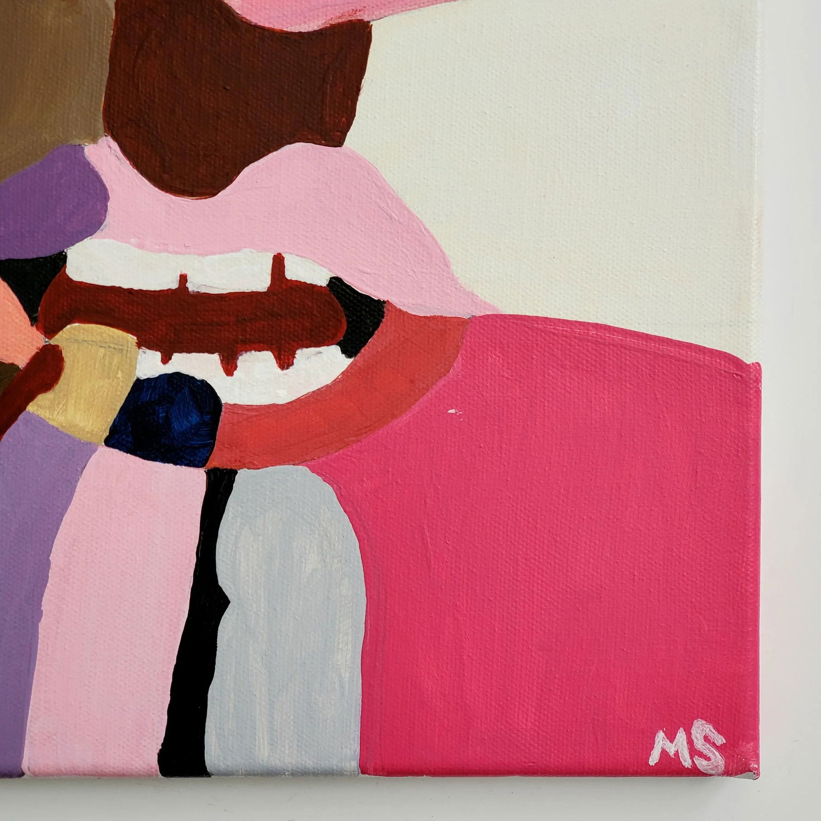 "La Bouche" Contemporary Pink Pop Art Portrait, by Megan Sneider - 7