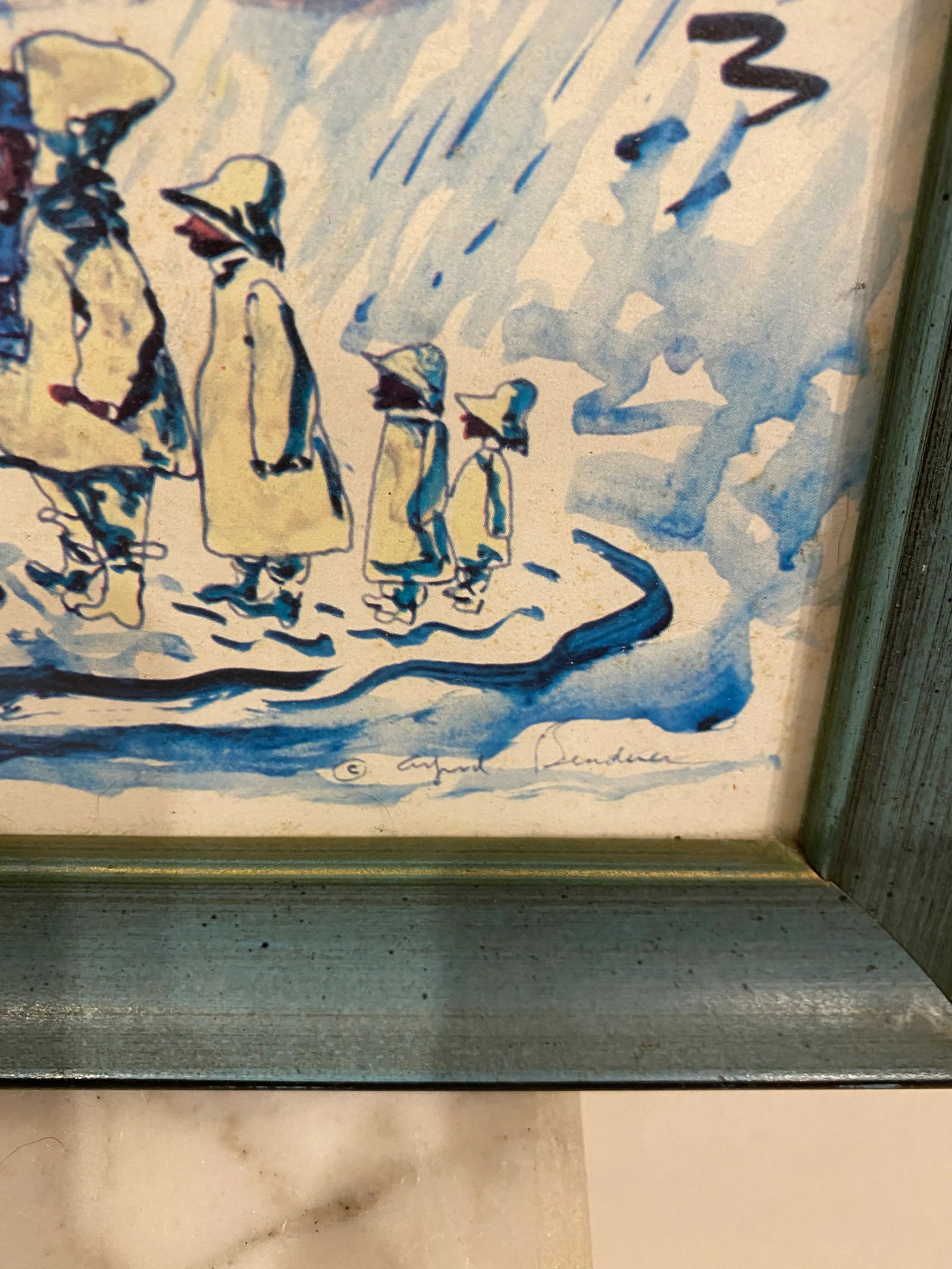 Vintage New England Nautical Harbor Scene Watercolor Painting, Framed - 2