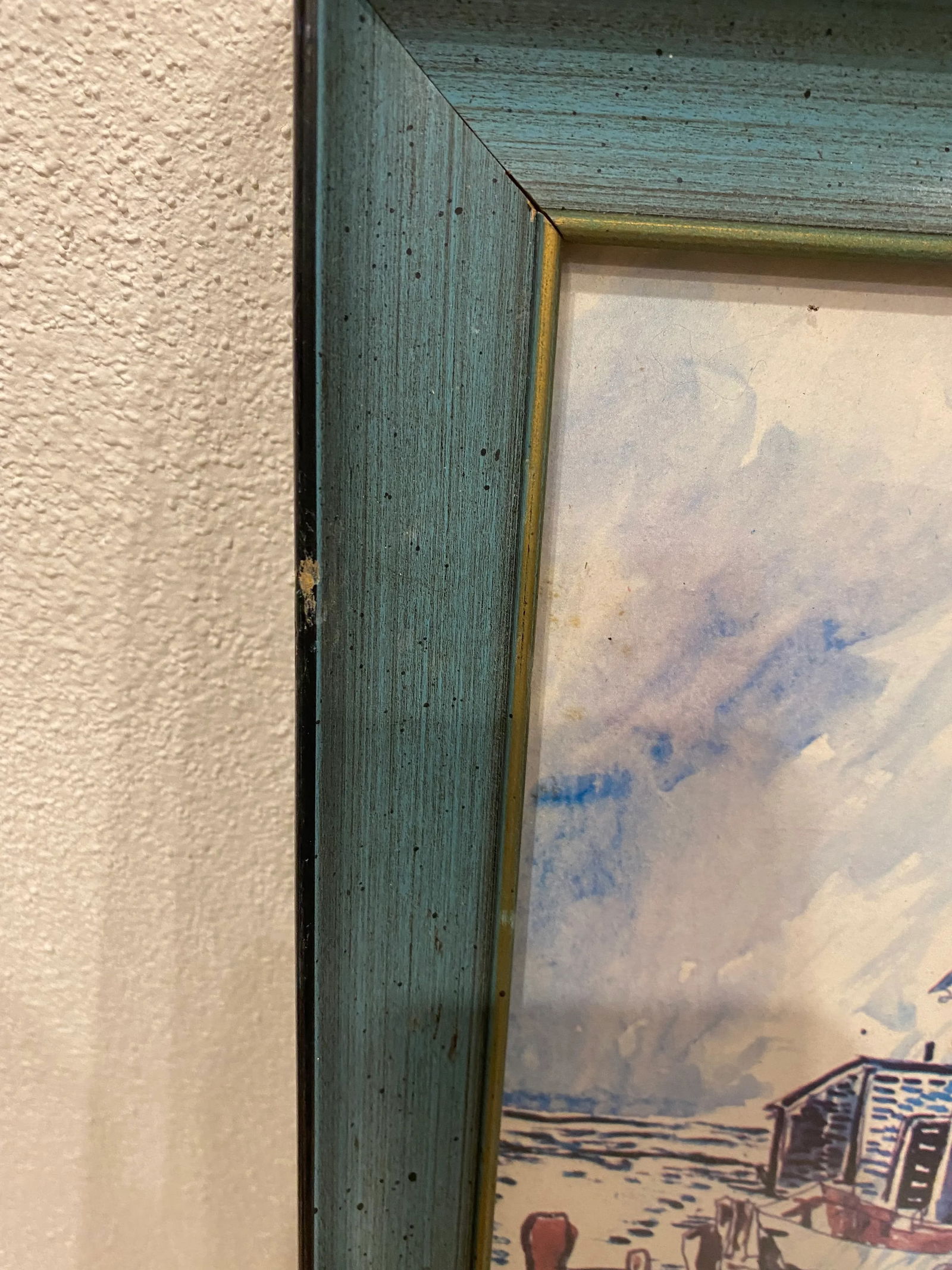 Vintage New England Nautical Harbor Scene Watercolor Painting, Framed - 3