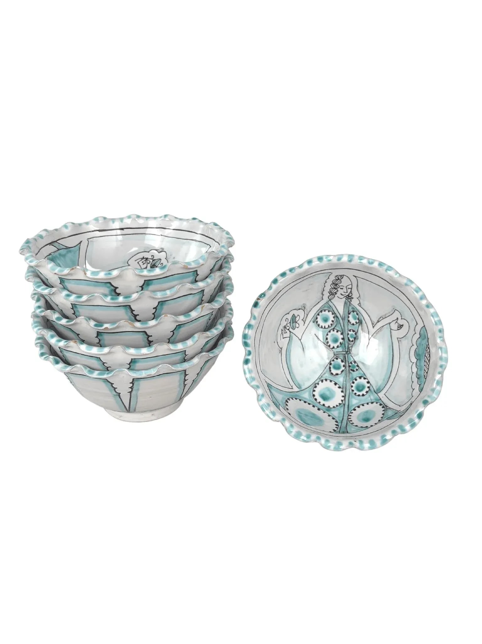 Early 20th-Century Italian Faience Pottery Bowls - a Set of 6 - 5