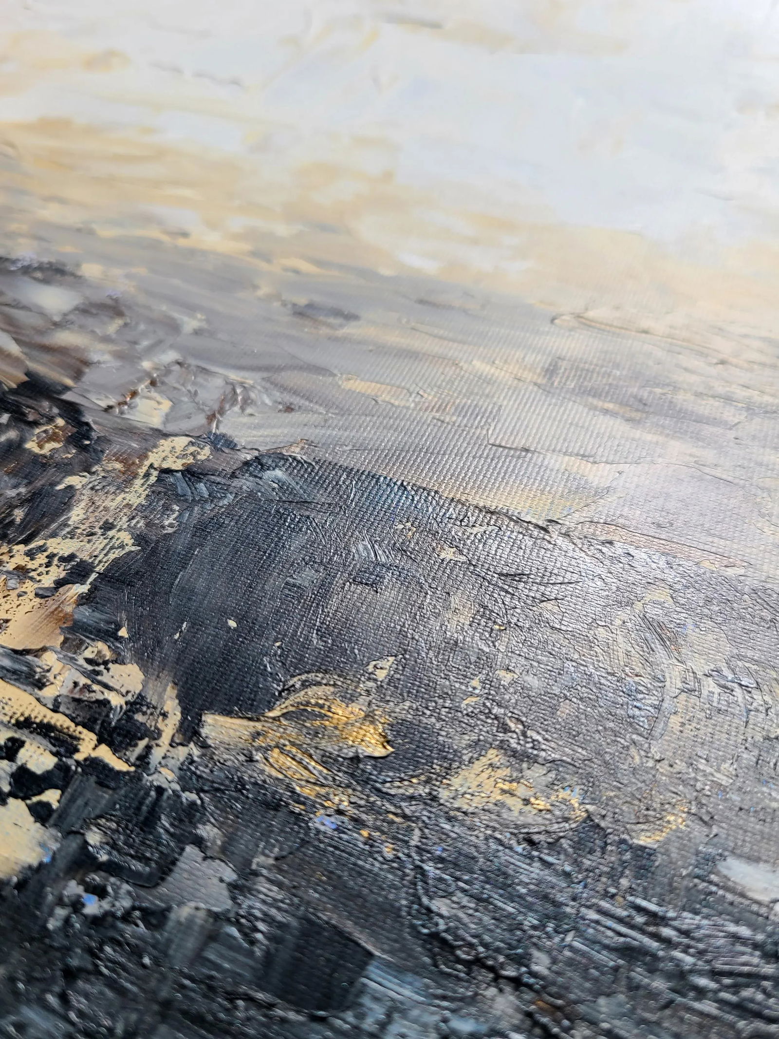 Contemporary Black and White Neutral Original Abstract Acrylic Painting, Art Kr Moehr - 3