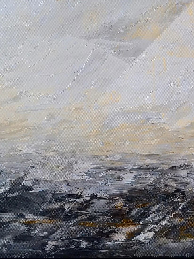 Contemporary Black and White Neutral Original Abstract Acrylic Painting, Art Kr Moehr - 6