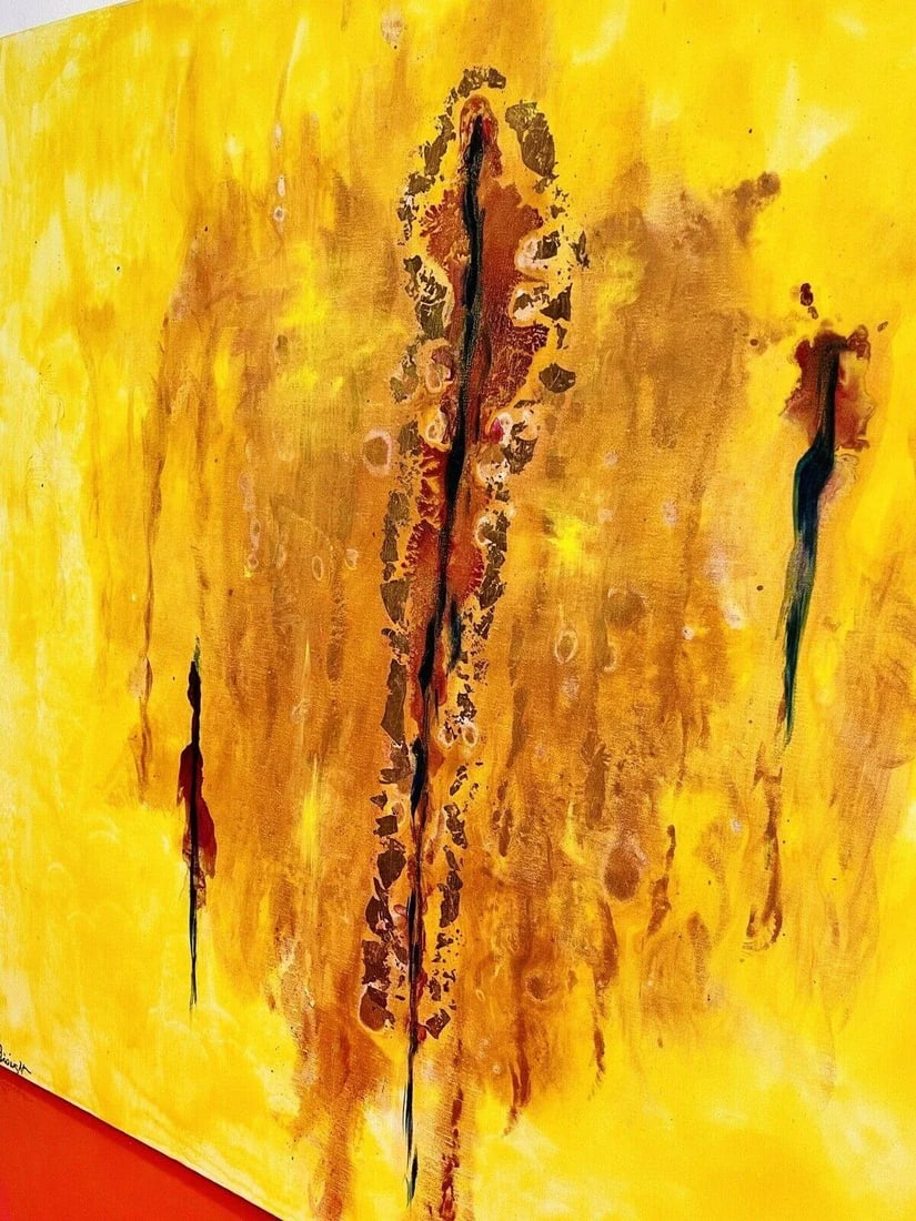 1970s Abstract Yellow Impasto Painting - 2