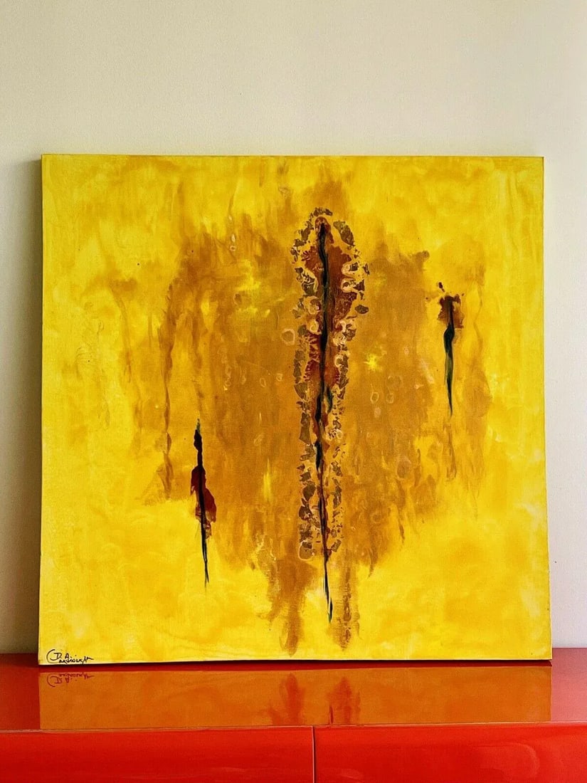 1970s Abstract Yellow Impasto Painting - 6