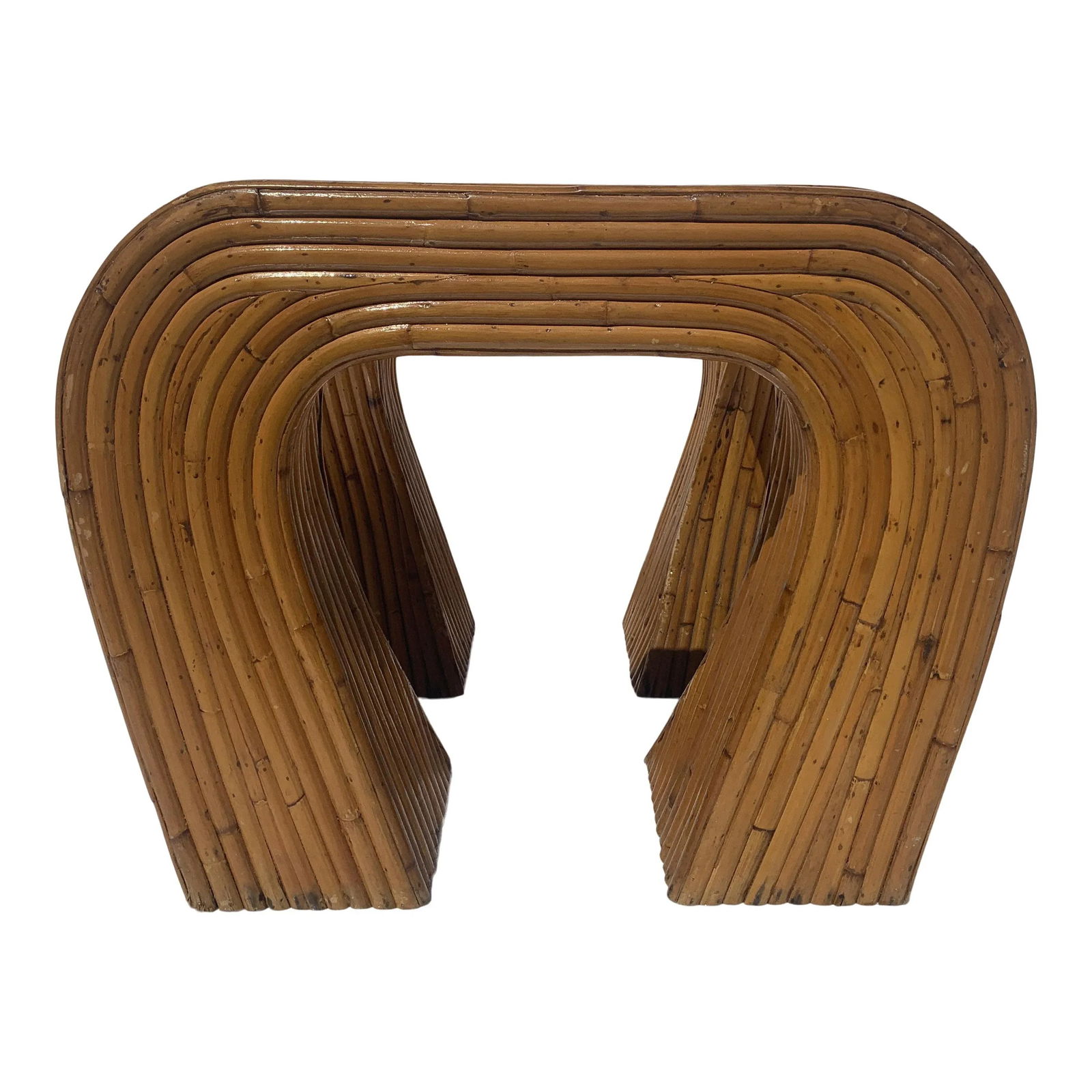 1970s Vintage Split Reed and Glass Waterfall Side Table - 2