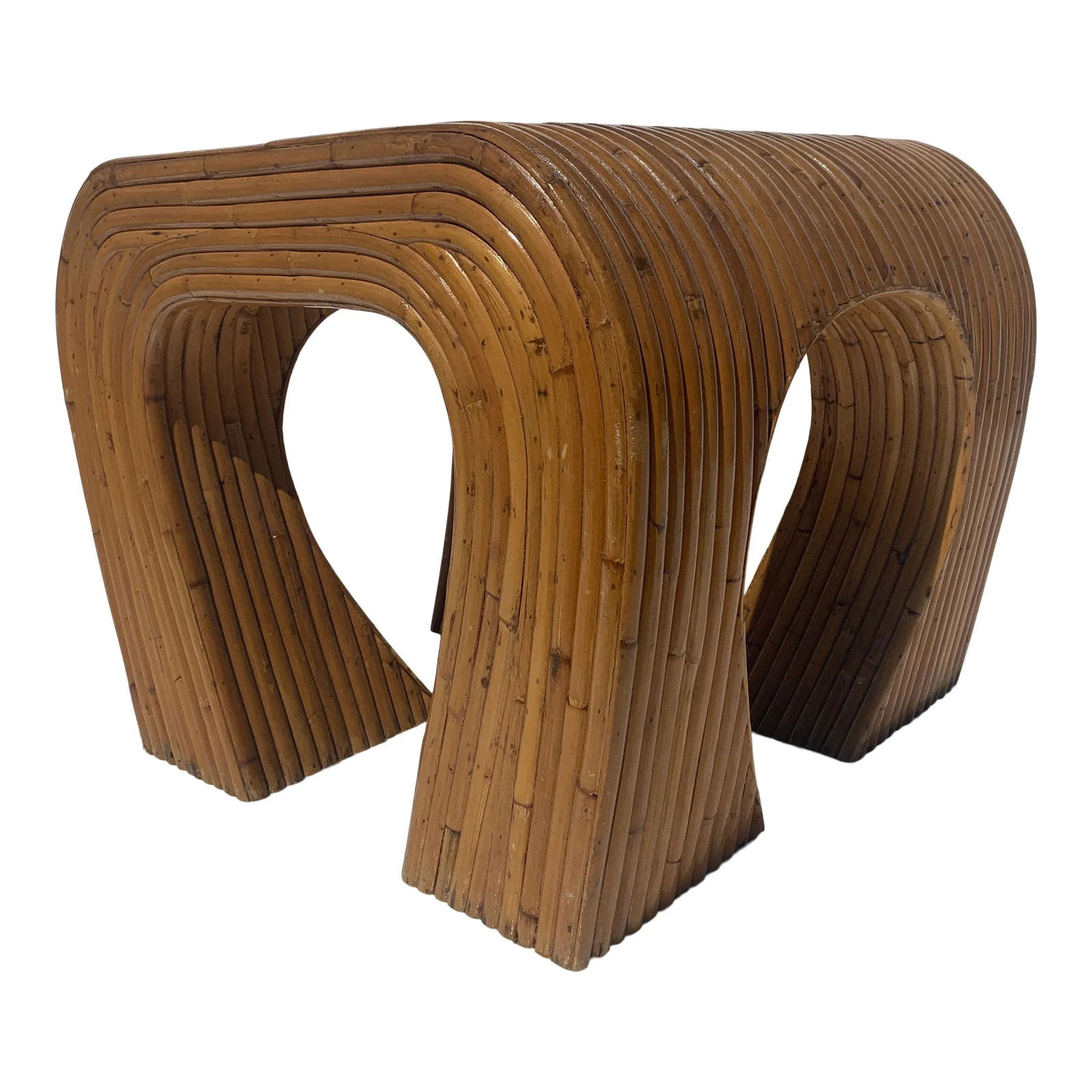 1970s Vintage Split Reed and Glass Waterfall Side Table - 3