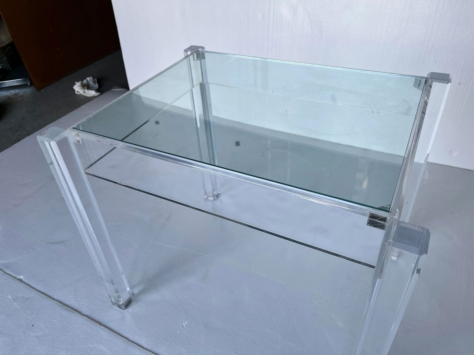 Mid-Century Modern Lucite and Glass Side Table - 6