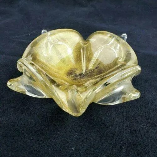 Mid-Century Murano Glass Biomorphic Ashtray in Gold Aventurine - 6